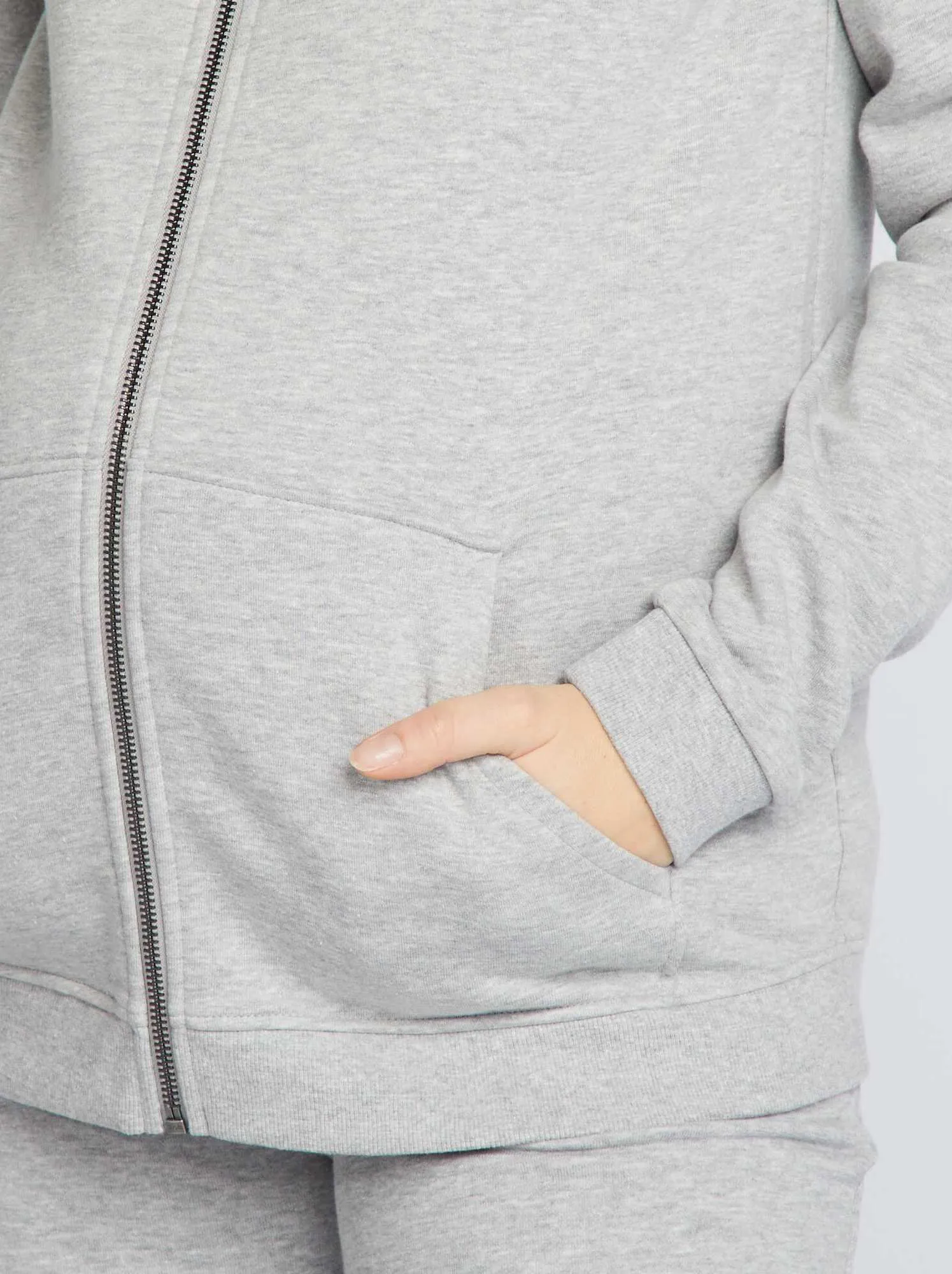 Felpa premaman con zip in tessuto felpato - GRIGIO
