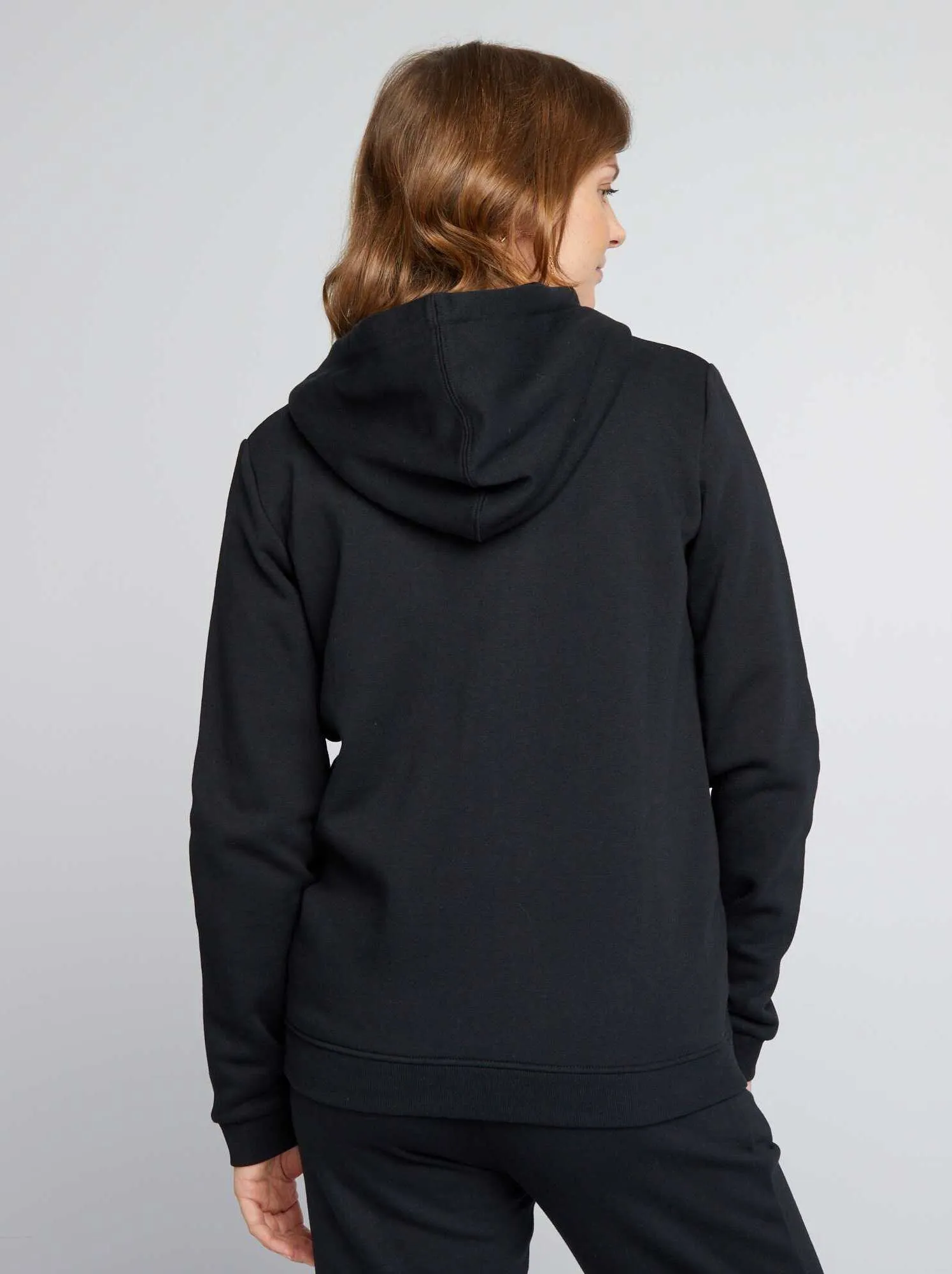 Felpa premaman con zip in tessuto felpato - nero