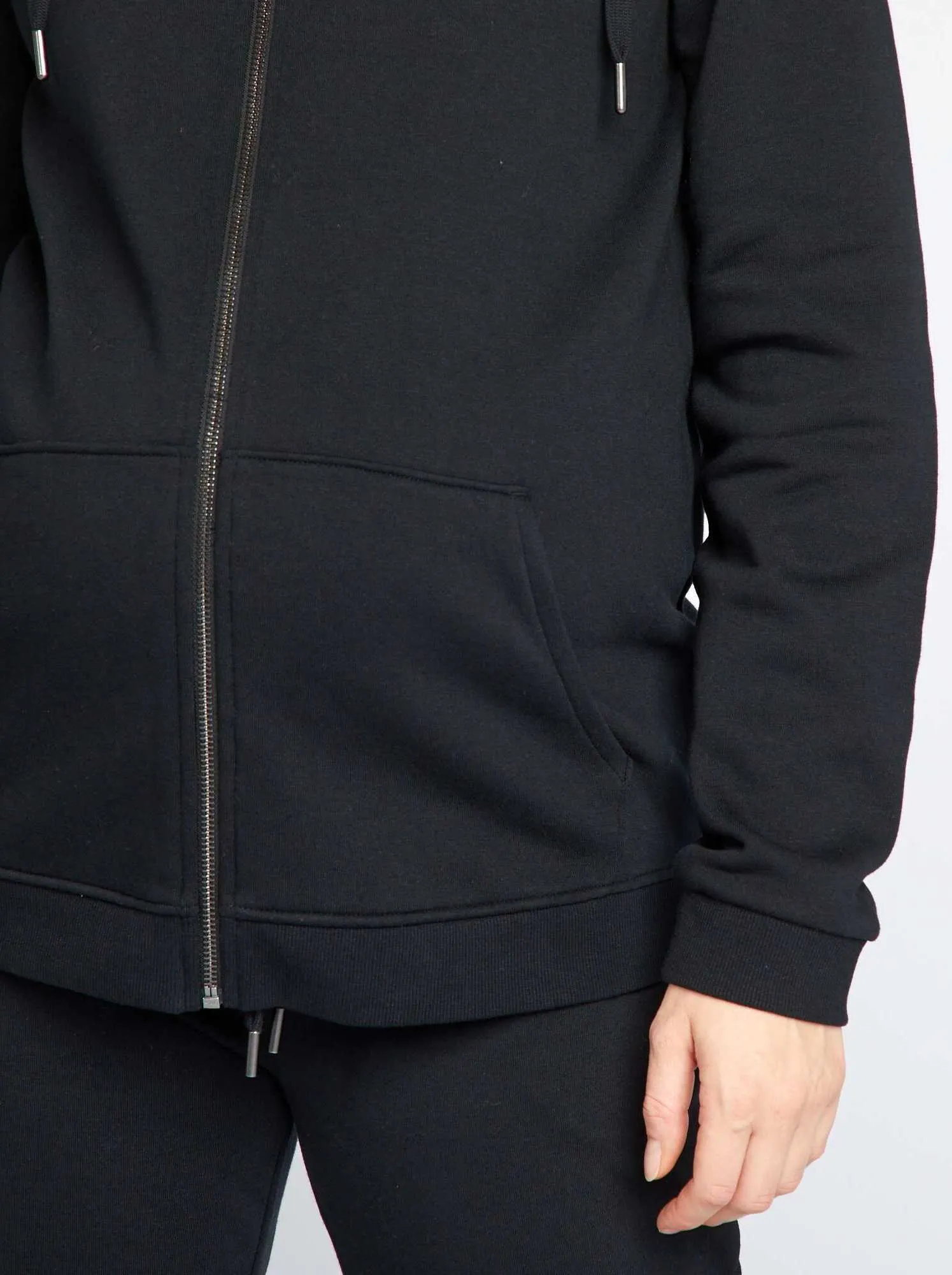 Felpa premaman con zip in tessuto felpato - nero