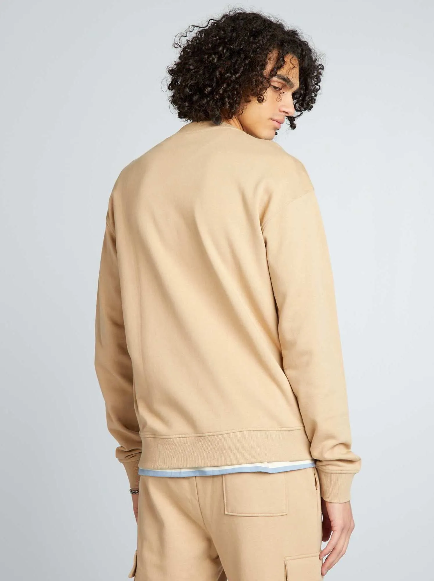 Felpa scollo tondo con dettaglio - BEIGE