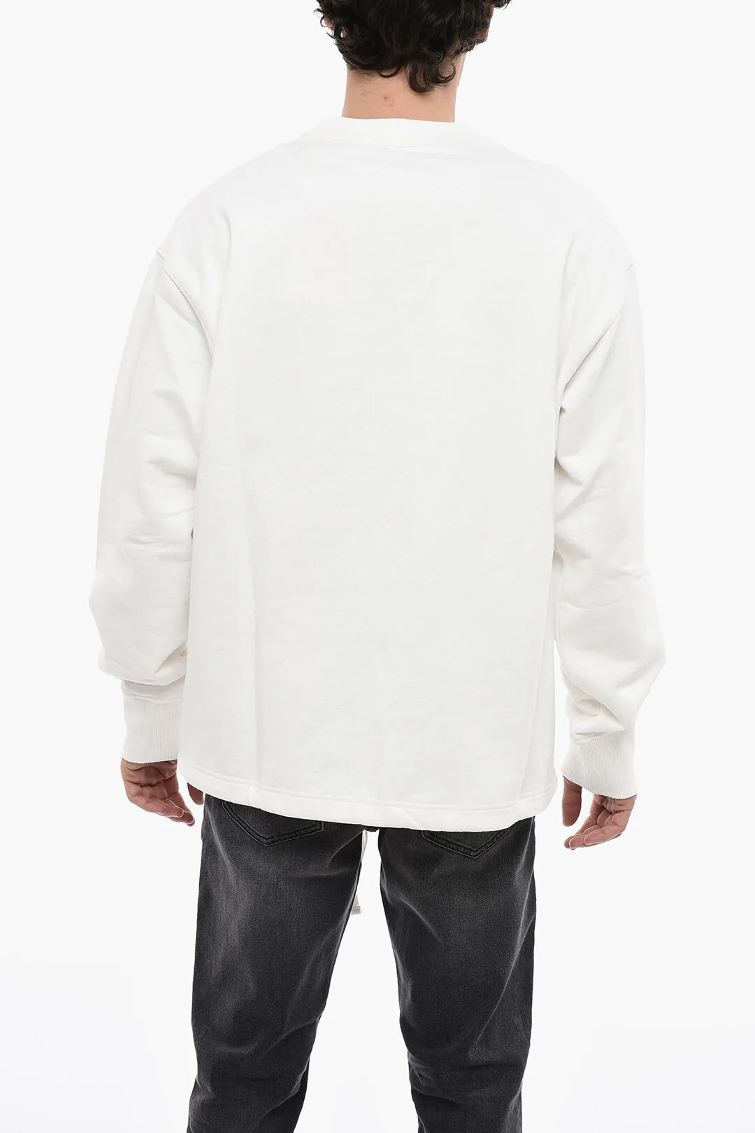 Felpa UNISEX Girocollo S-MACSLESS in Cotone Garzato con Logo Ricamato