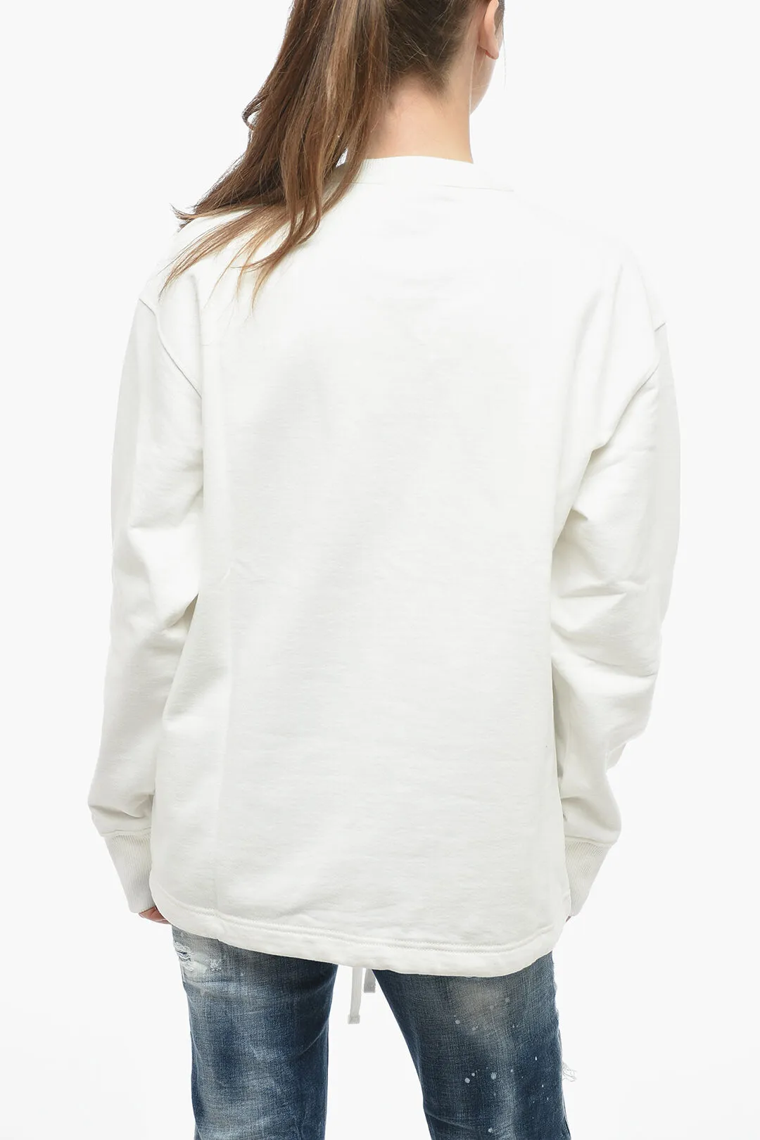 Felpa UNISEX Girocollo S-MACSLESS in Cotone Garzato con Logo Ricamato