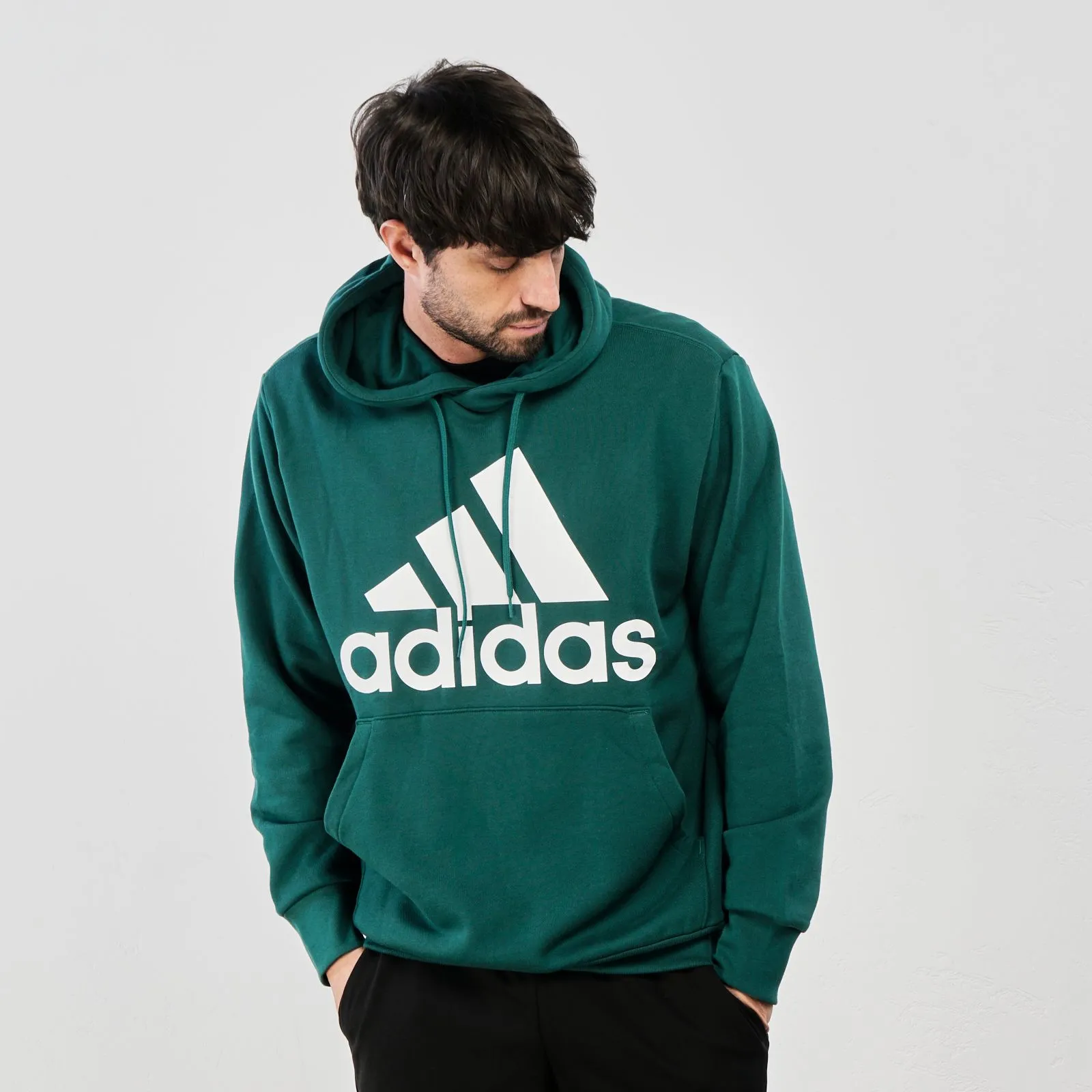 Felpa verde sportiva con maxi logo, cappuccio e tasca