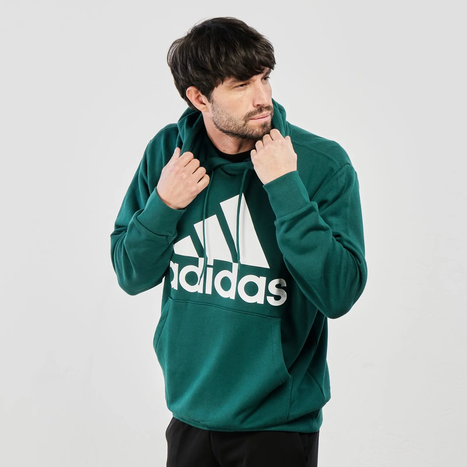 Felpa verde sportiva con maxi logo, cappuccio e tasca