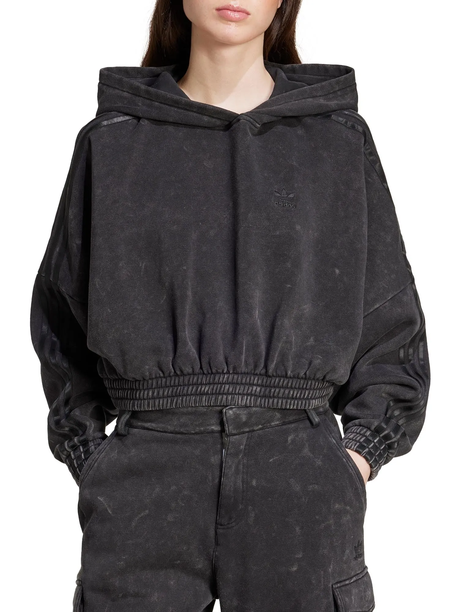 Felpa Washed-Out Crop Oversized Zip
