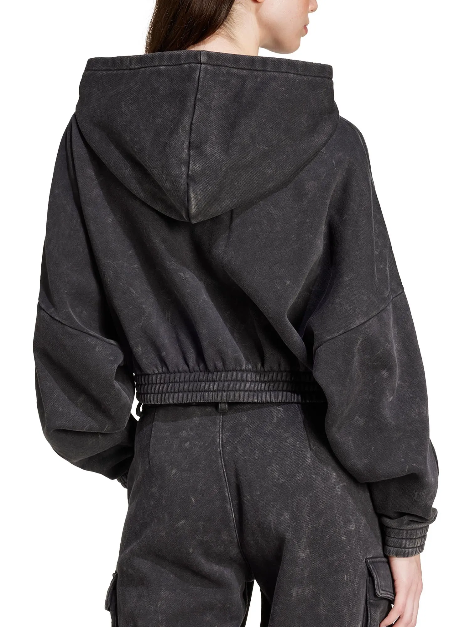 Felpa Washed-Out Crop Oversized Zip