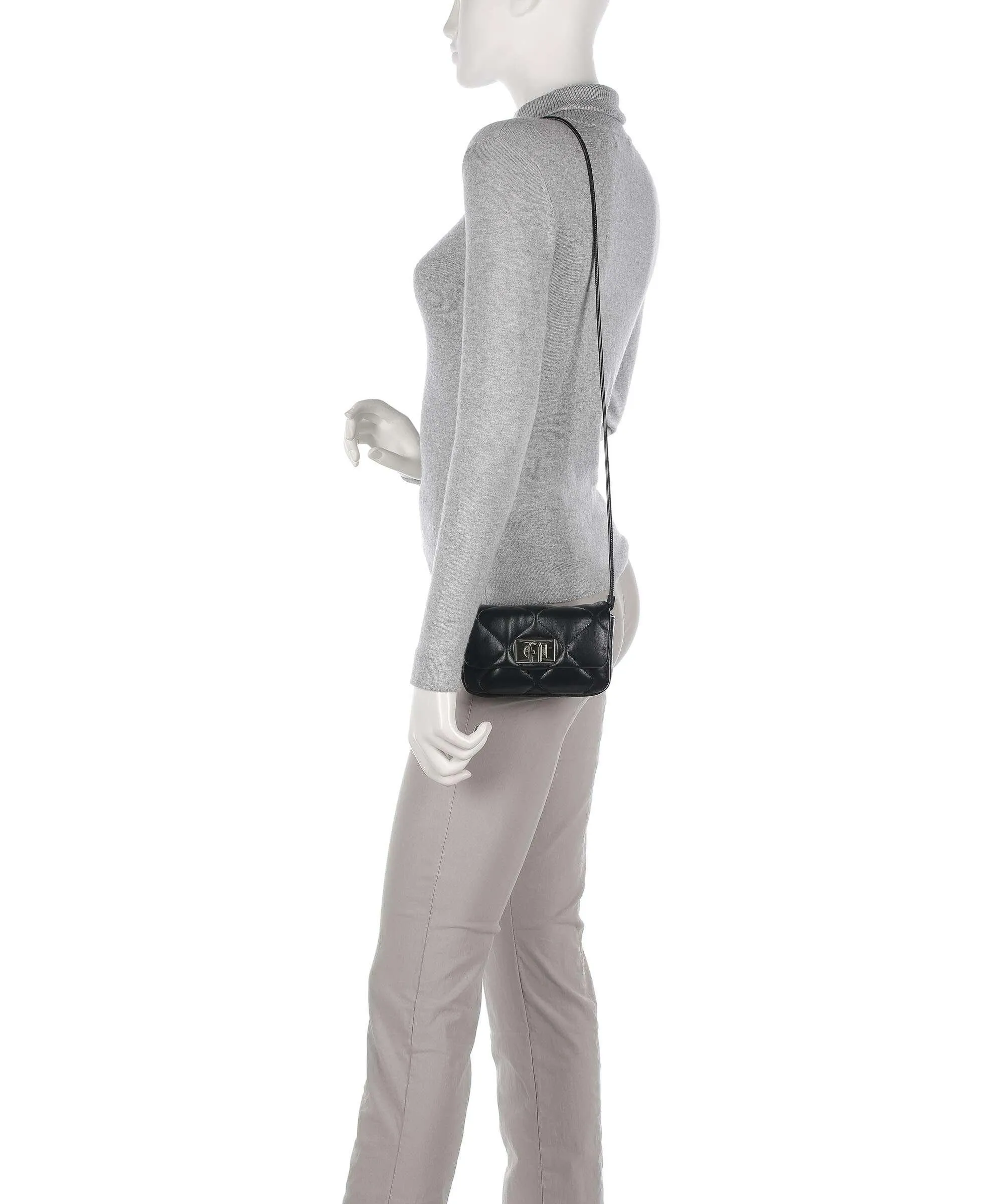  Furla 1927 Mini Borsa a tracolla pelle a grana fine nero  