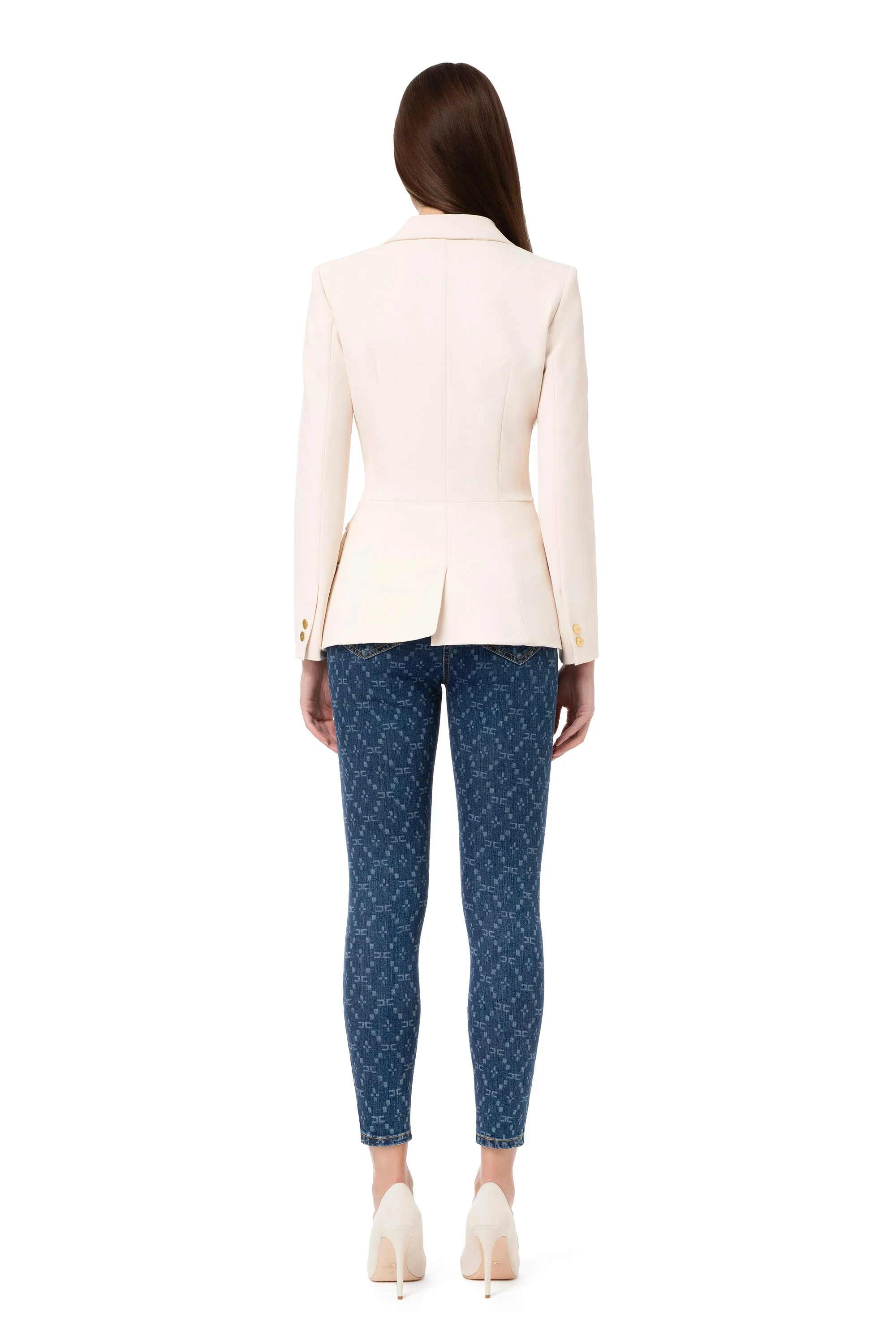 Giacca doppiopetto in doppio crepe stretch