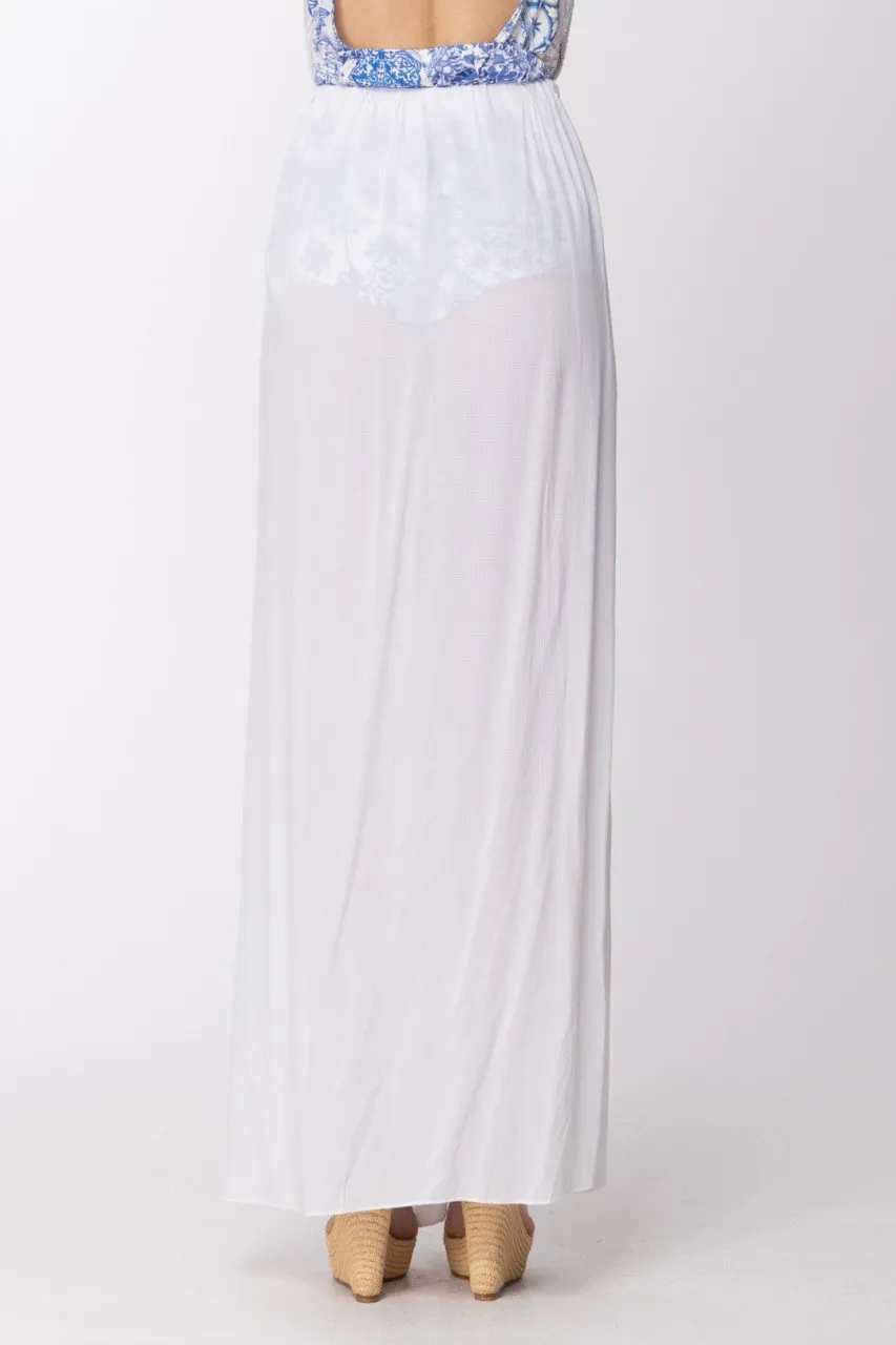 Gonna copricostume con spacco Bianco