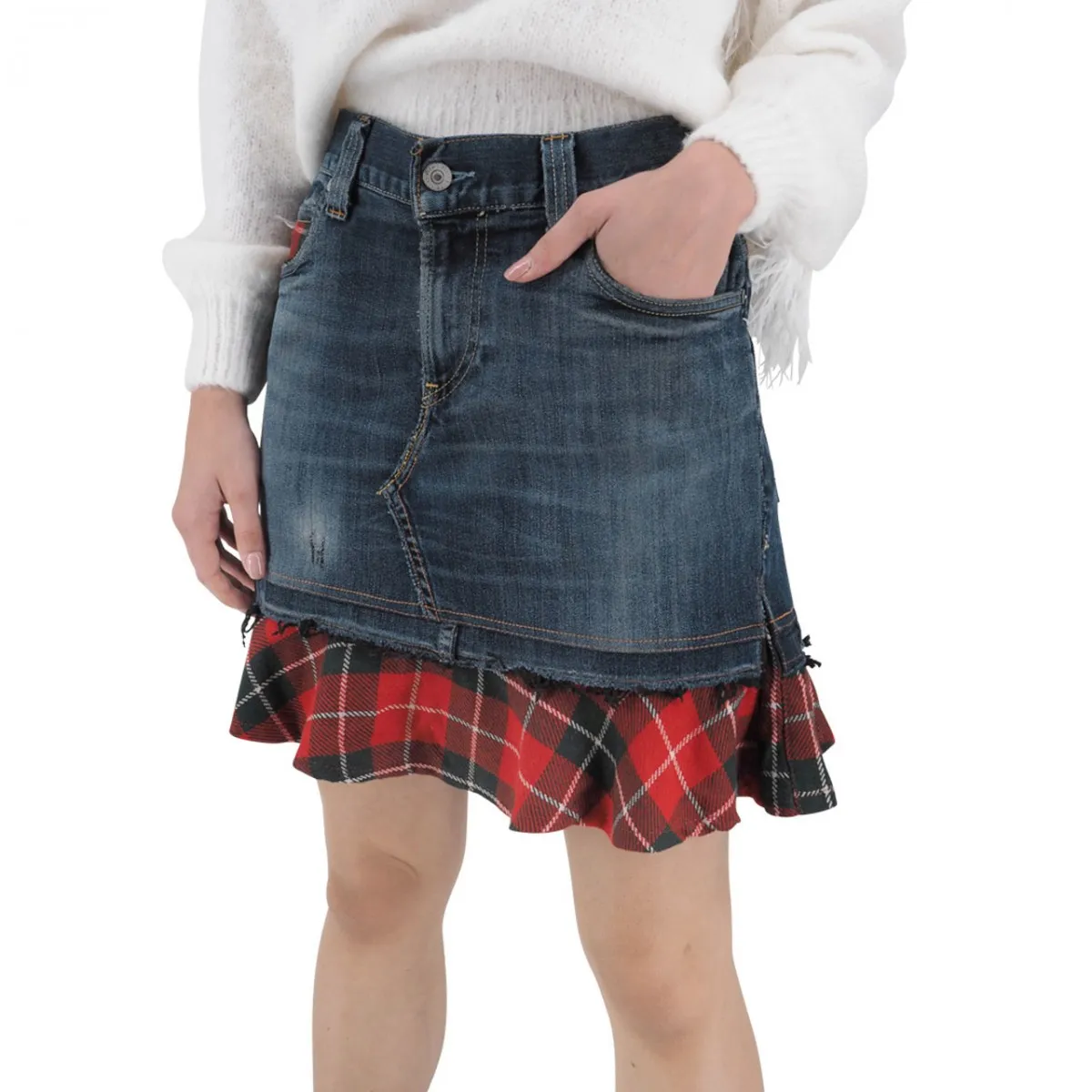 Gonna In Denim Chelsy Tartan