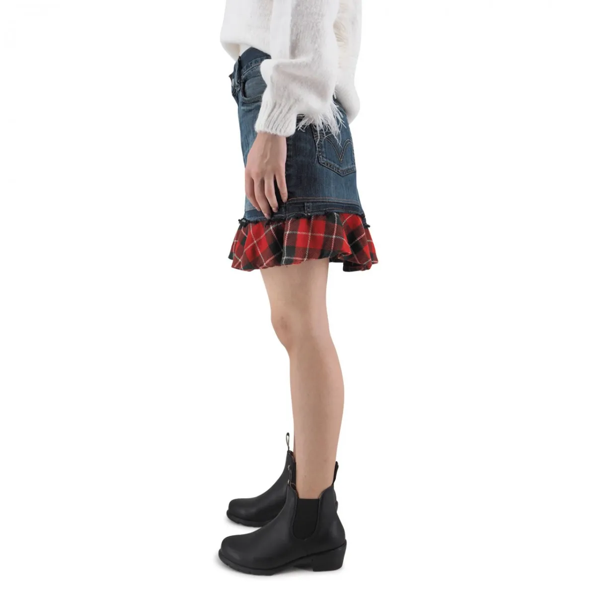 Gonna In Denim Chelsy Tartan