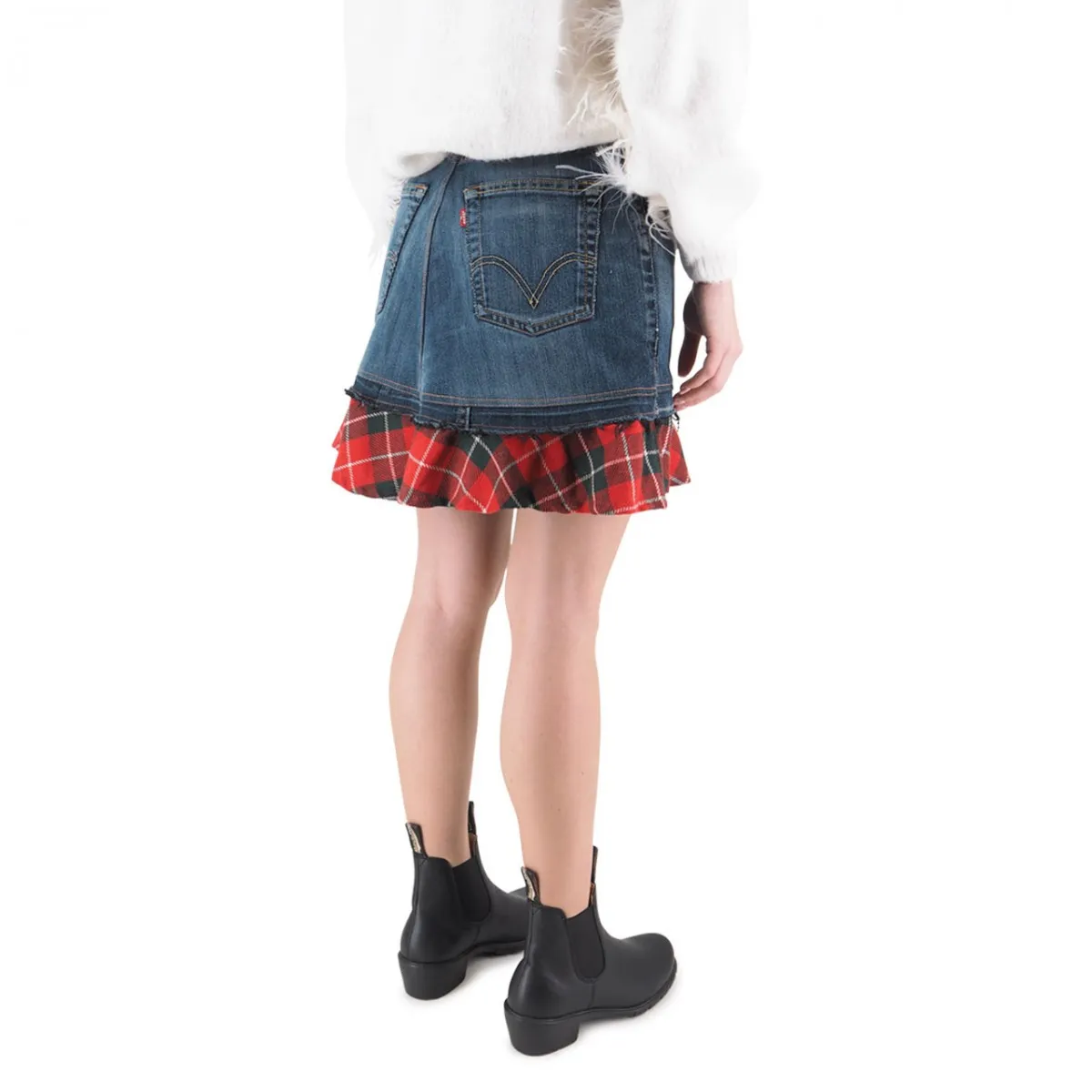 Gonna In Denim Chelsy Tartan