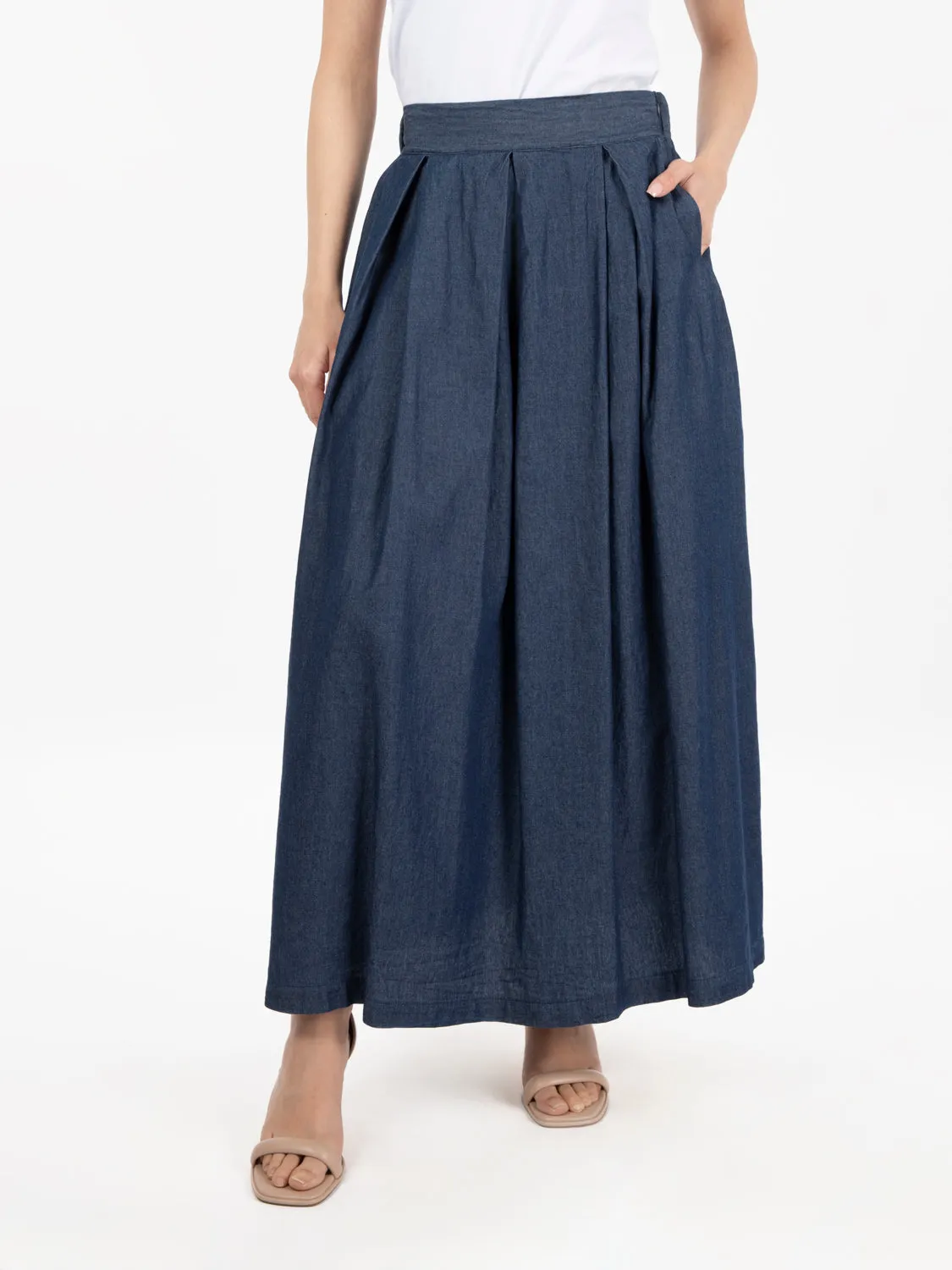 Gonna lunga ruota denim blue