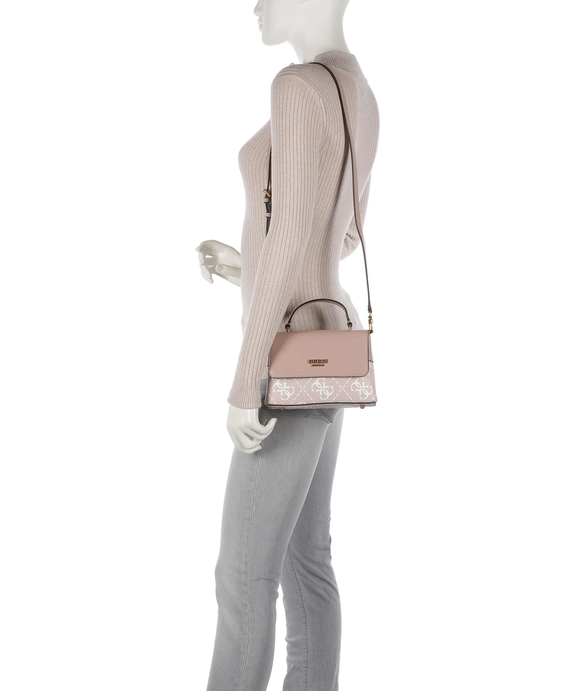  Guess Berta Borsa a mano pelle sintetica rosa antico  