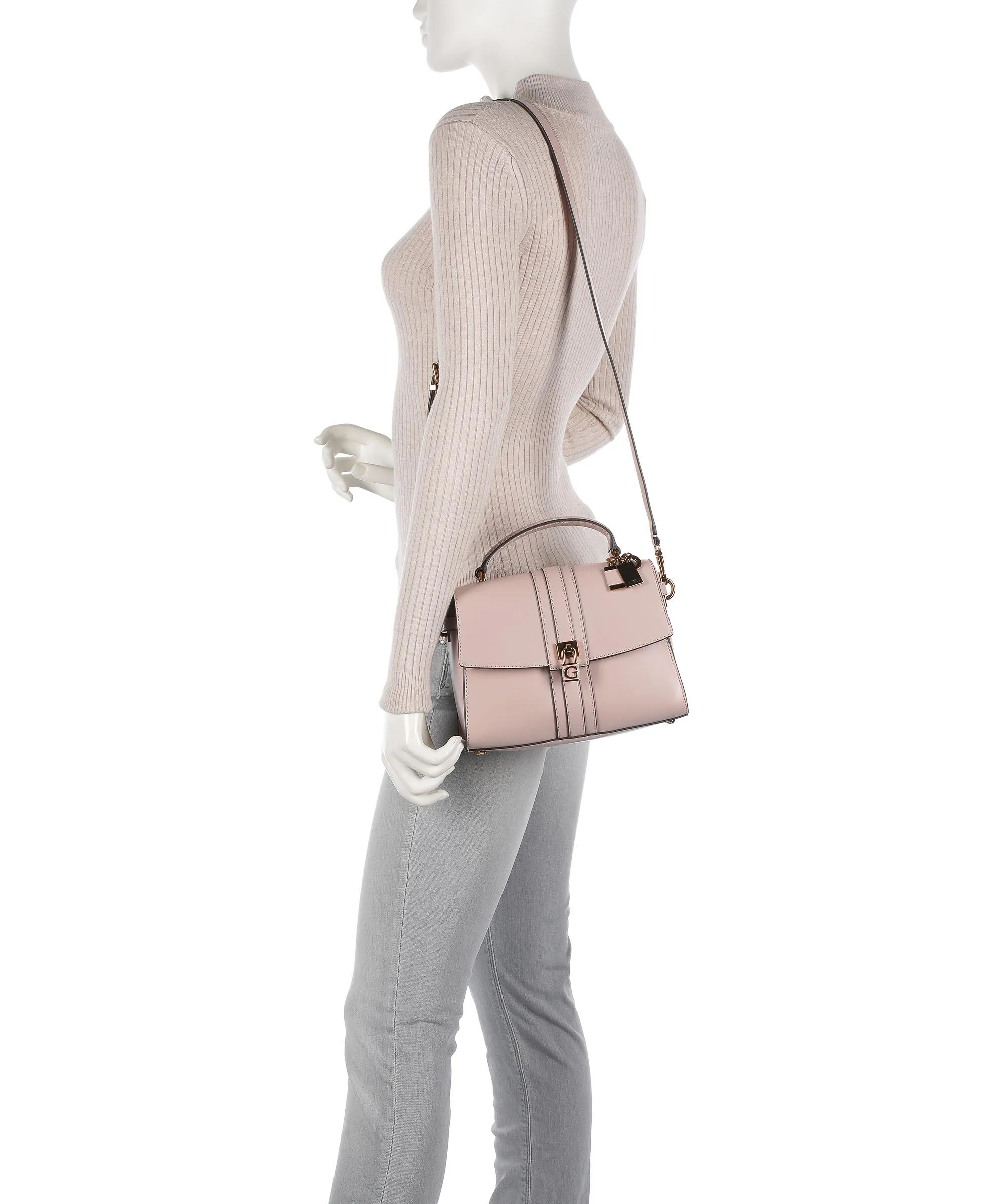  Guess Ginevra Borsa a mano pelle sintetica rosa antico  