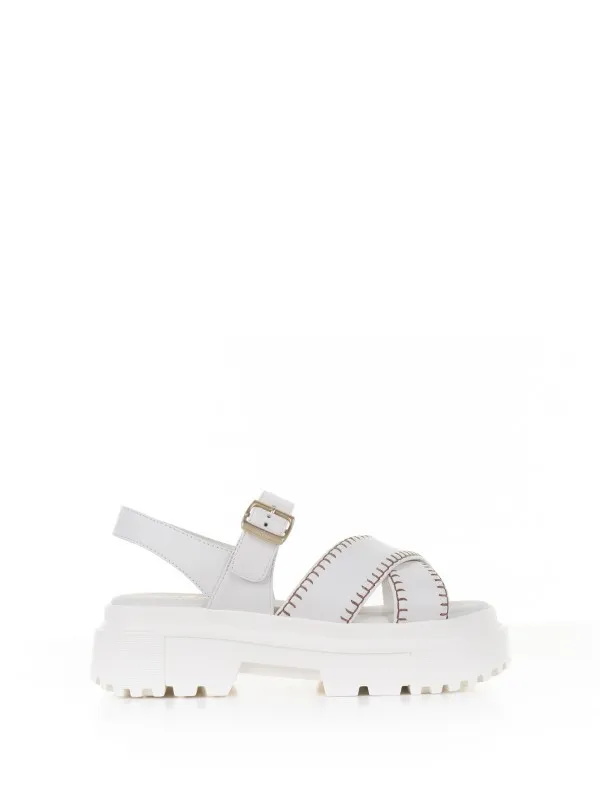 H644 ivory leather sandal