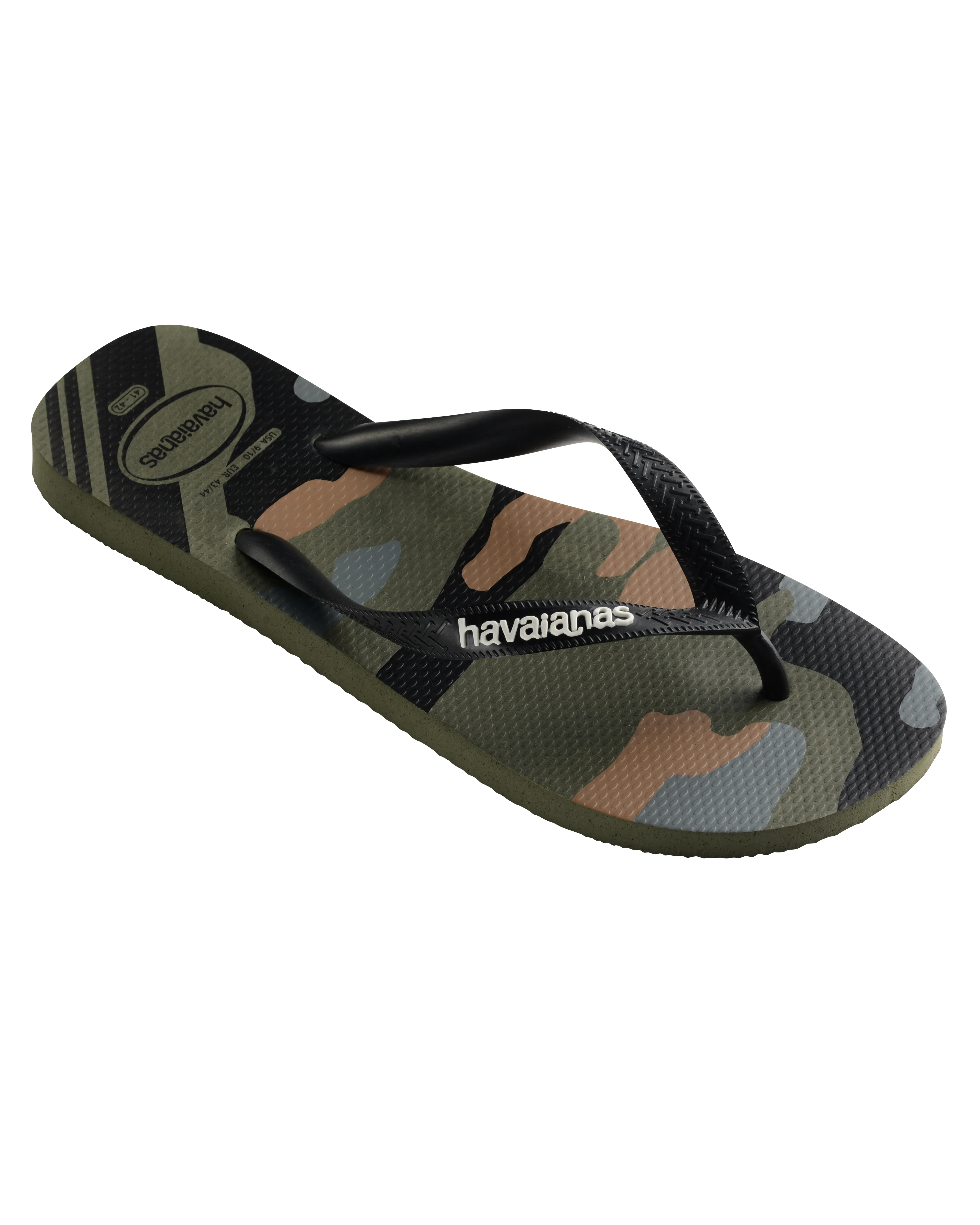 Havaianas Top Camu in fantasia mimetica con fascetta nera e logo bianco