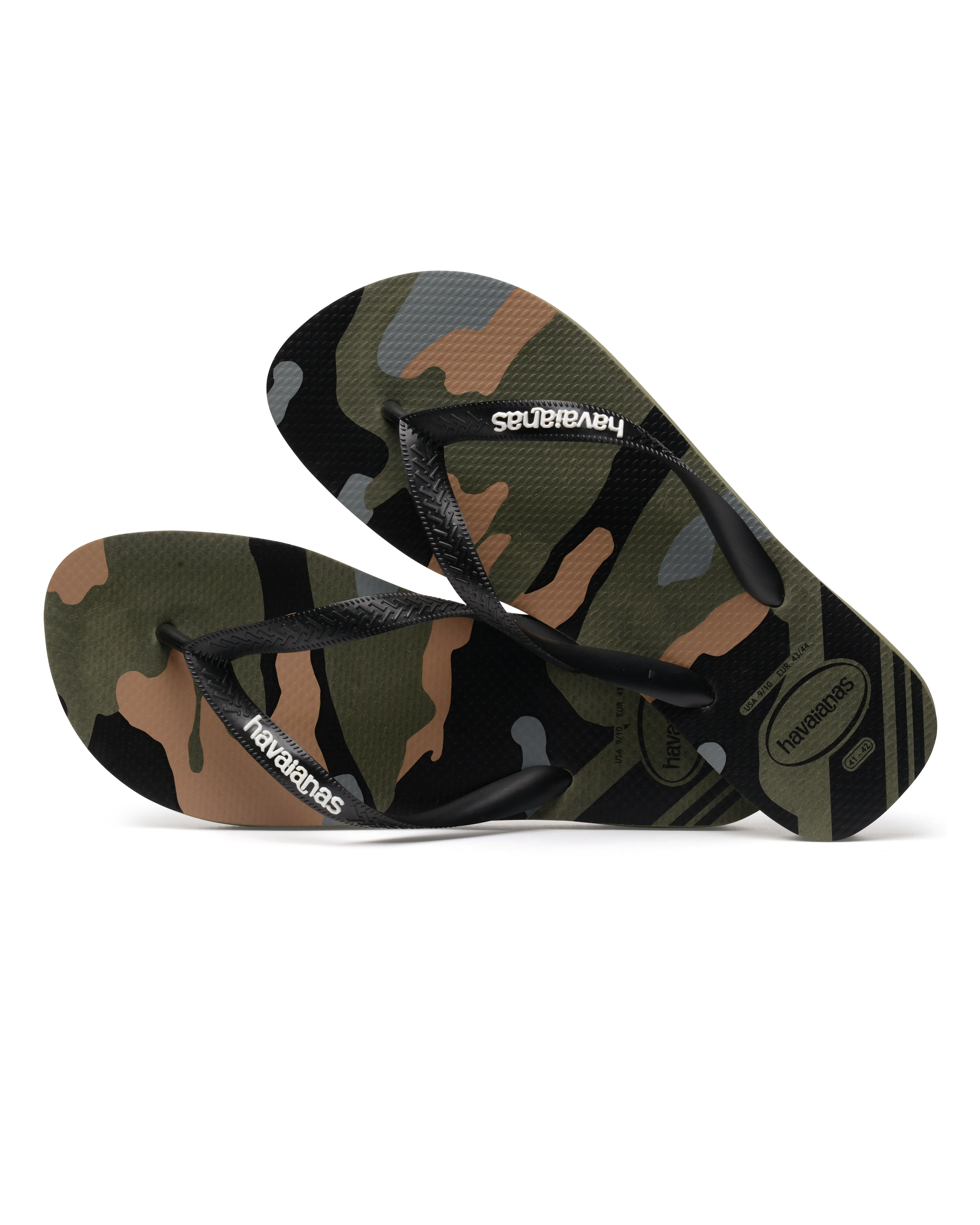 Havaianas Top Camu in fantasia mimetica con fascetta nera e logo bianco