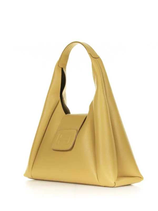 Hobo Medium yellow leather shoulder bag