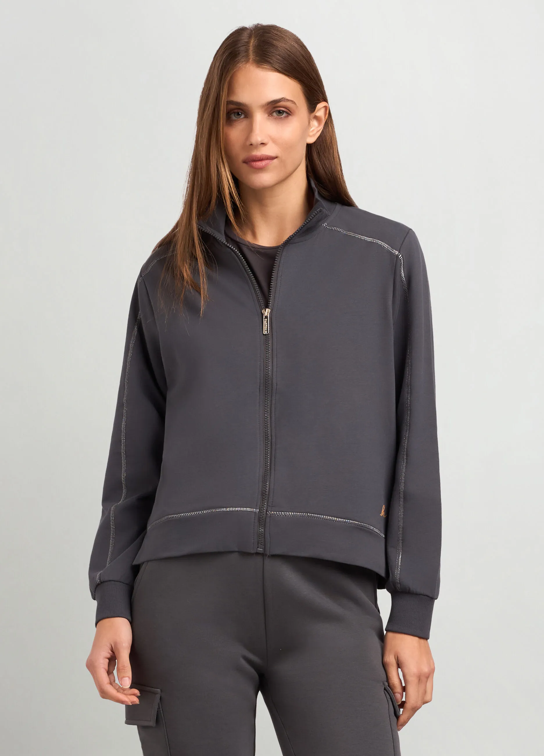 HOLISTIC  Felpa full zip in cotone stretch donna