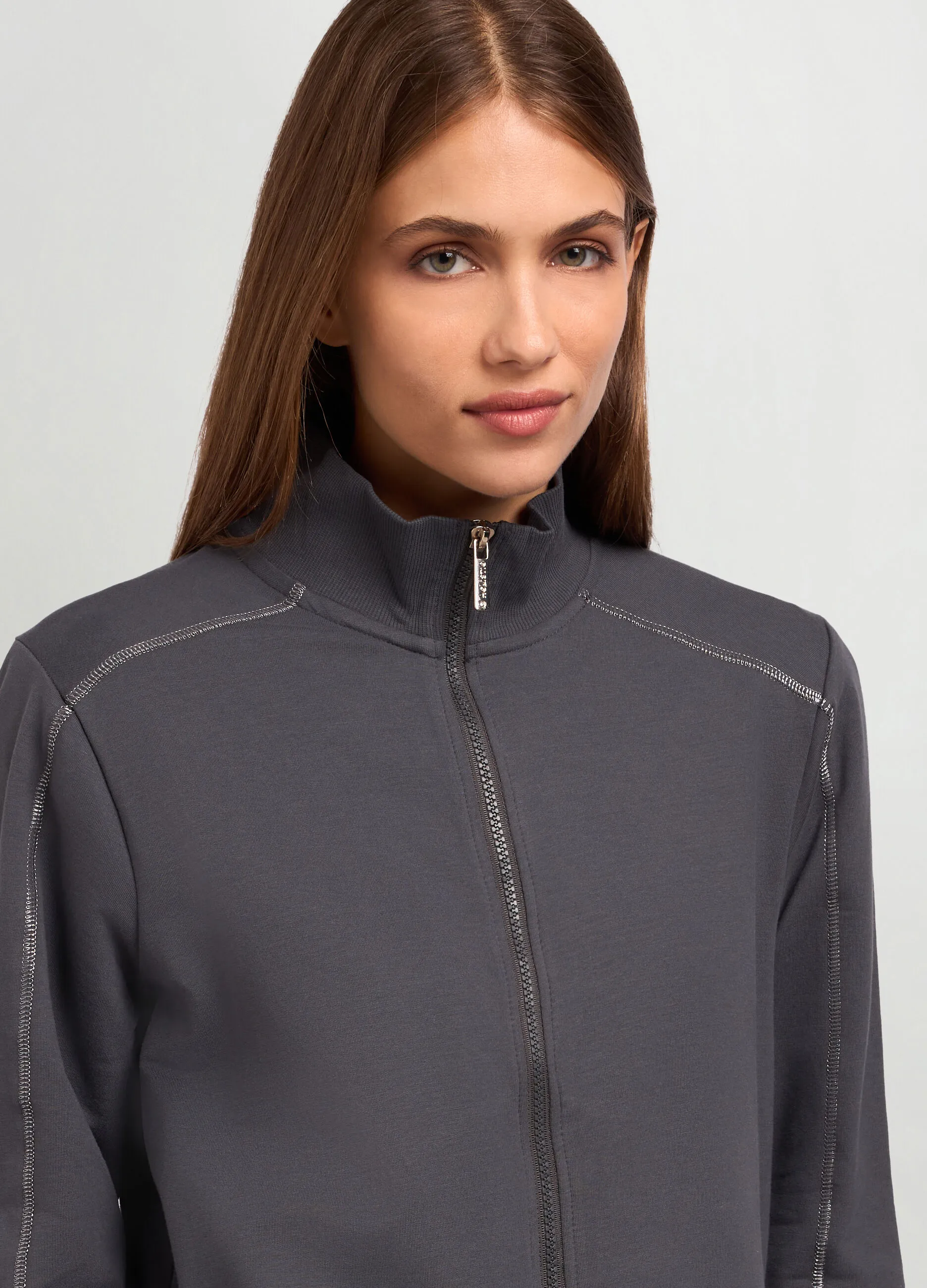HOLISTIC  Felpa full zip in cotone stretch donna