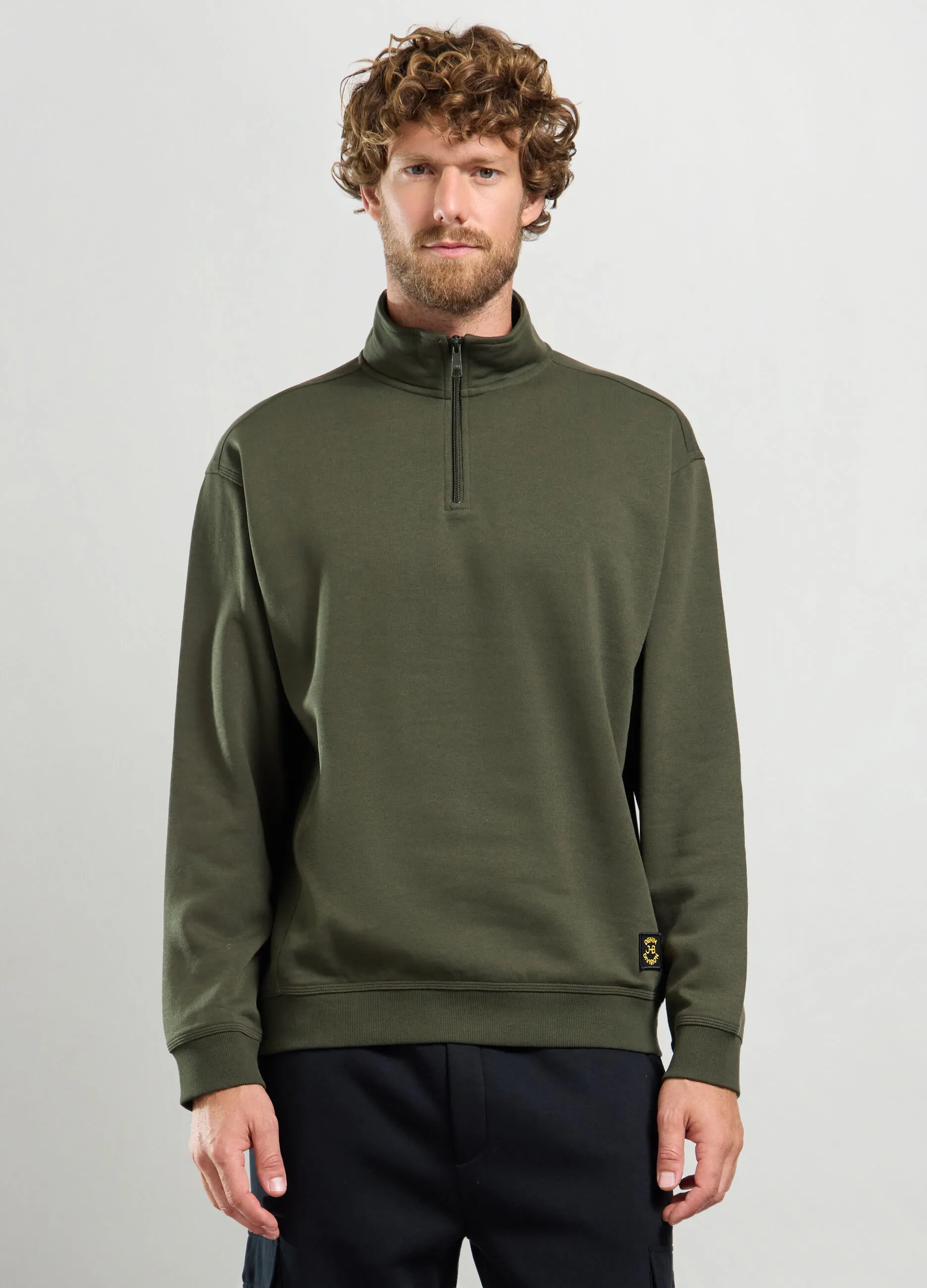 J. HART & BROS  Felpa lupetto mezza zip in misto cotone uomo
