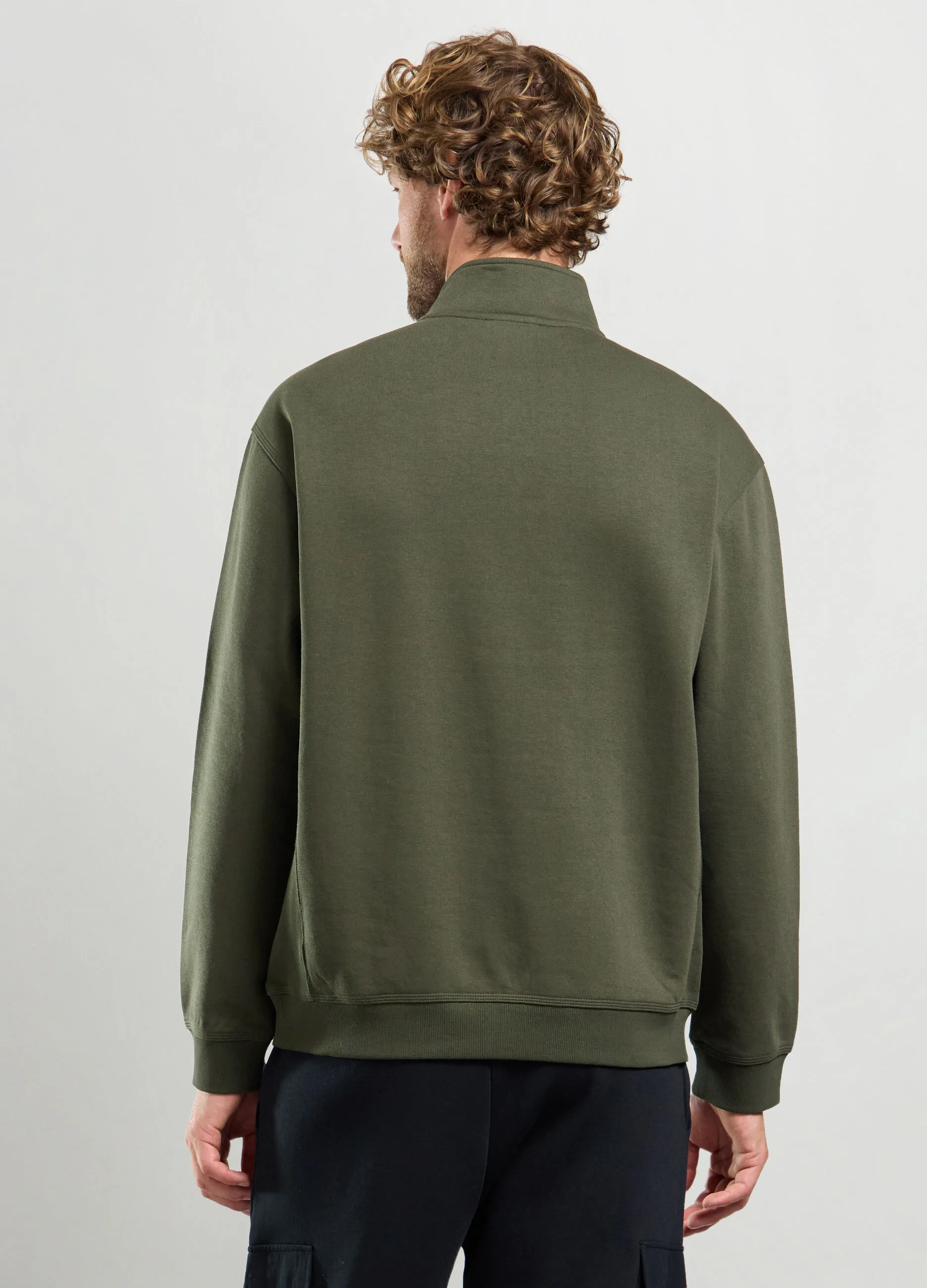 J. HART & BROS  Felpa lupetto mezza zip in misto cotone uomo
