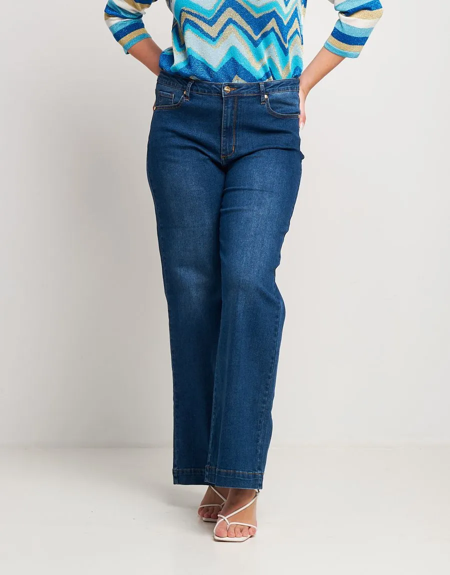 Jeans largo effetto slavato