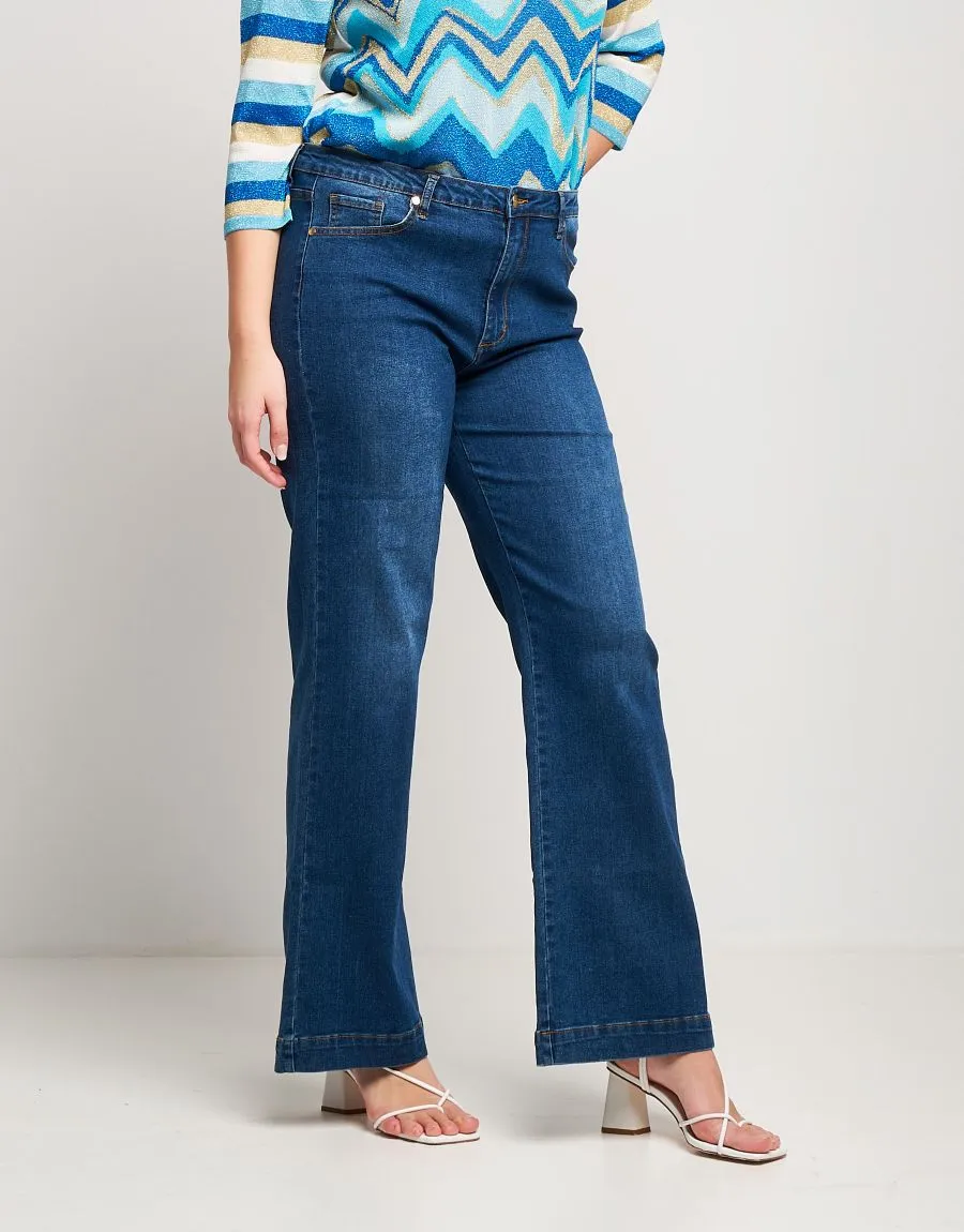 Jeans largo effetto slavato