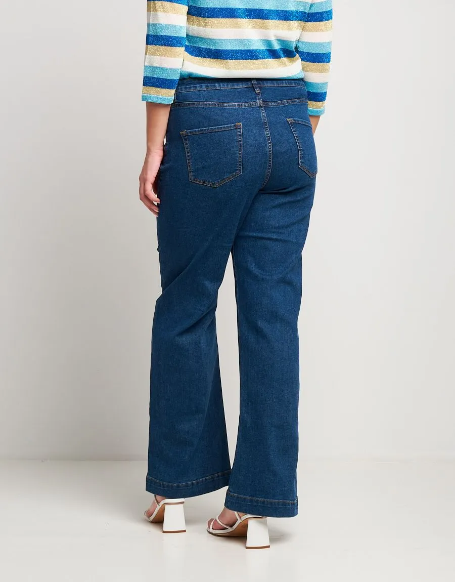 Jeans largo effetto slavato