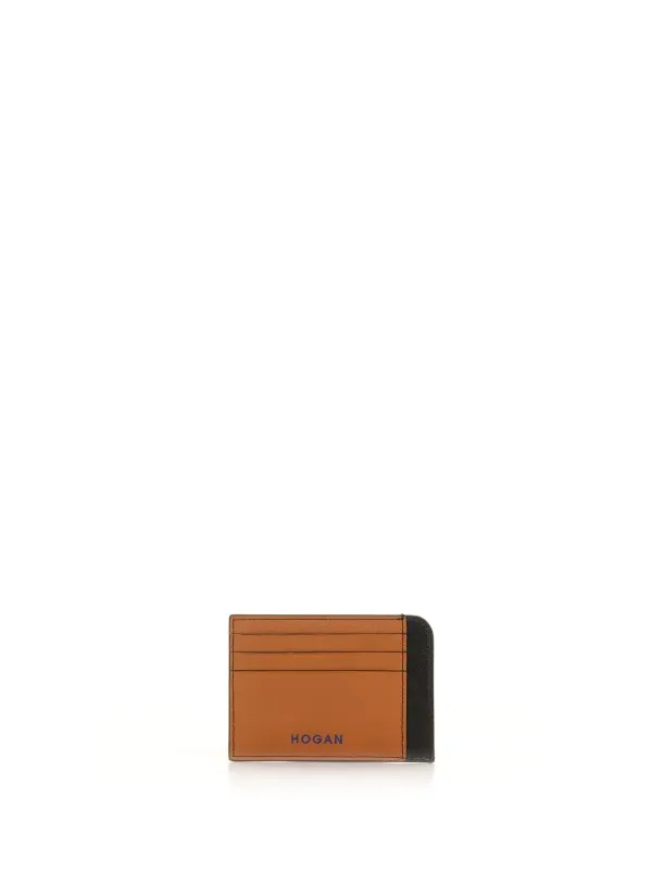 Leather card holder with logo