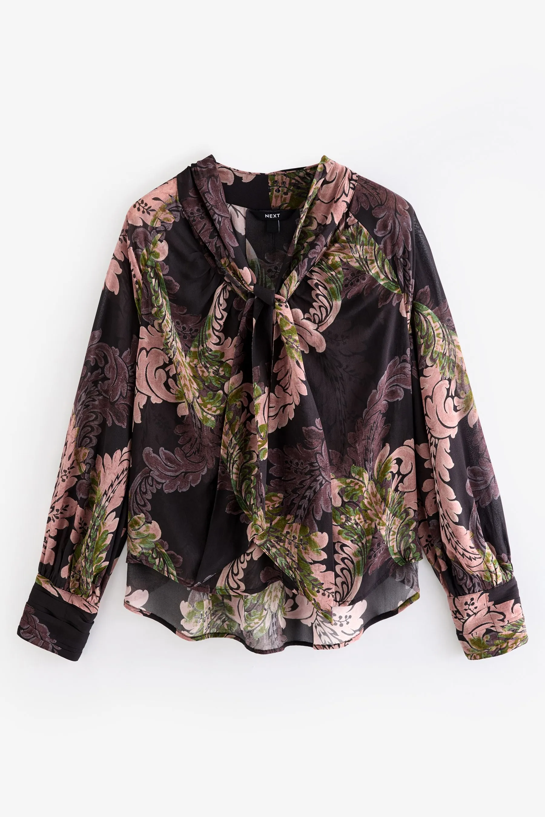 Long Sleeves Tie Neck Blouse    