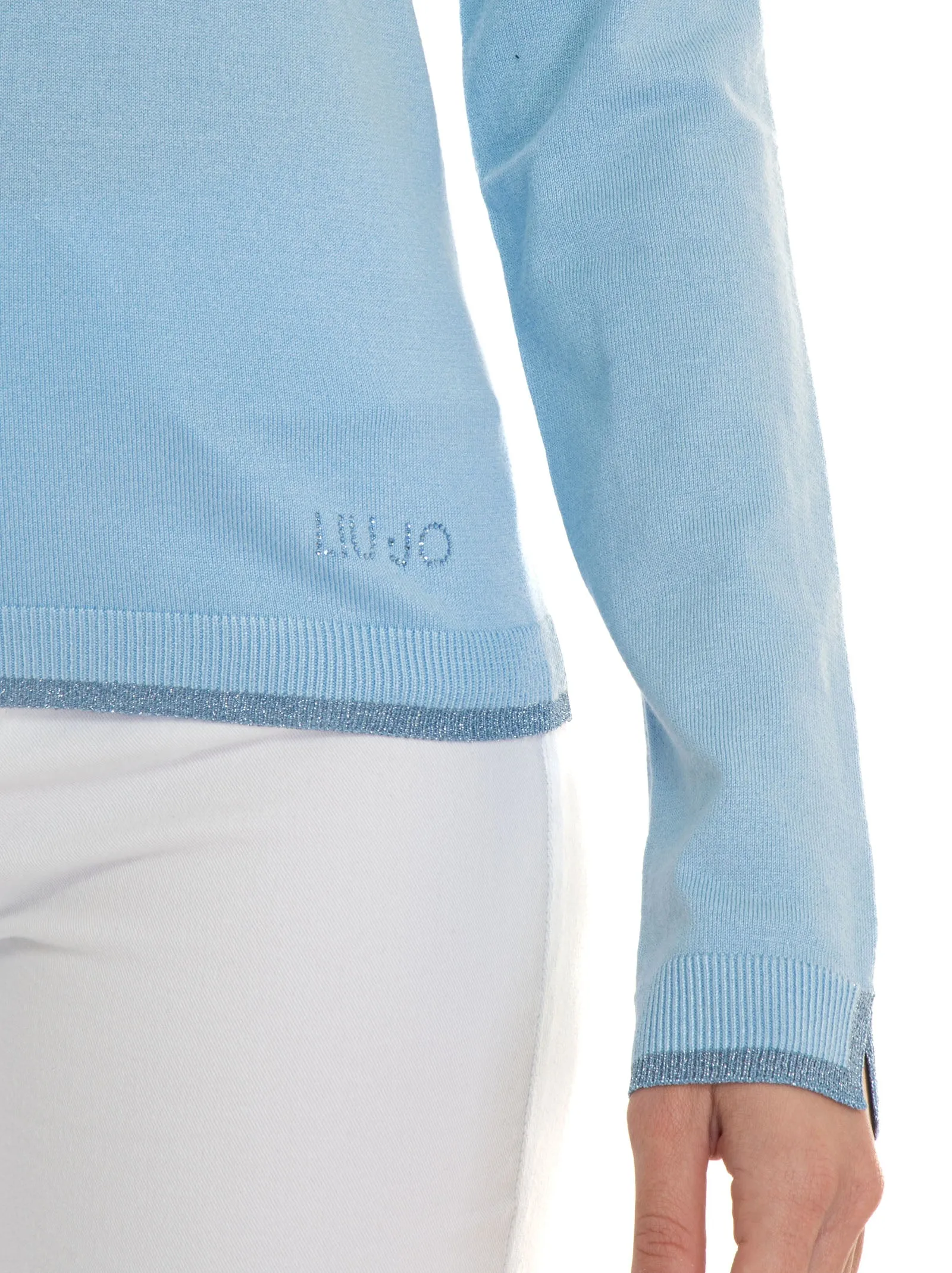 Maglia collo a V Celeste Liu Jo Donna