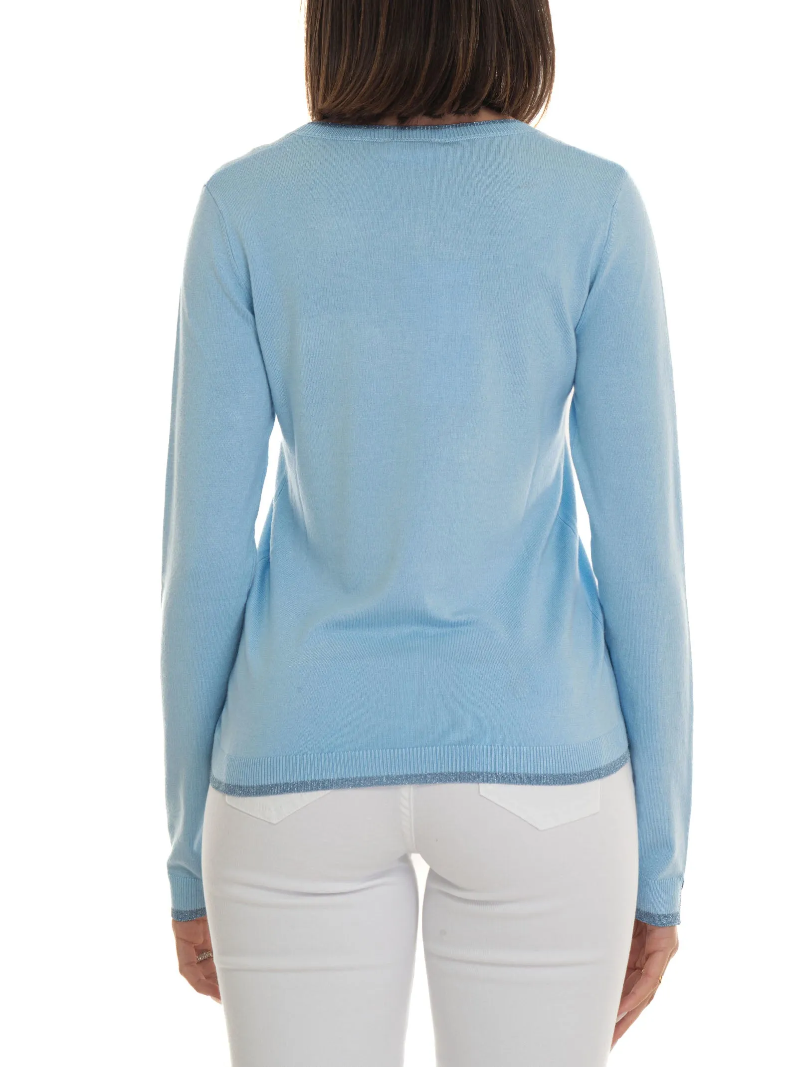 Maglia collo a V Celeste Liu Jo Donna