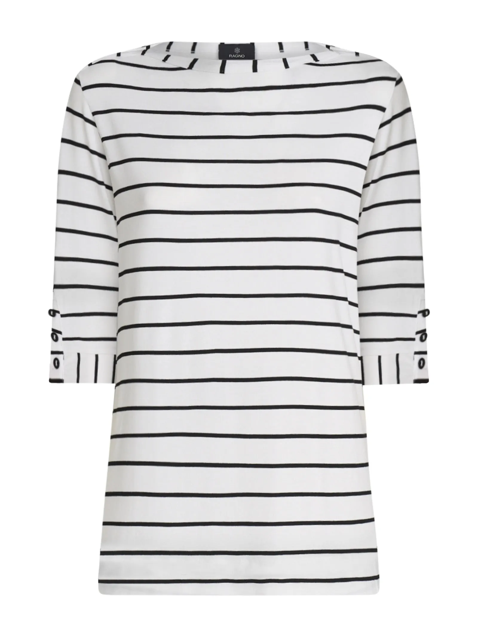 Maglietta a righe con manica 3/4 in Viscosa Summer  - Fant.White