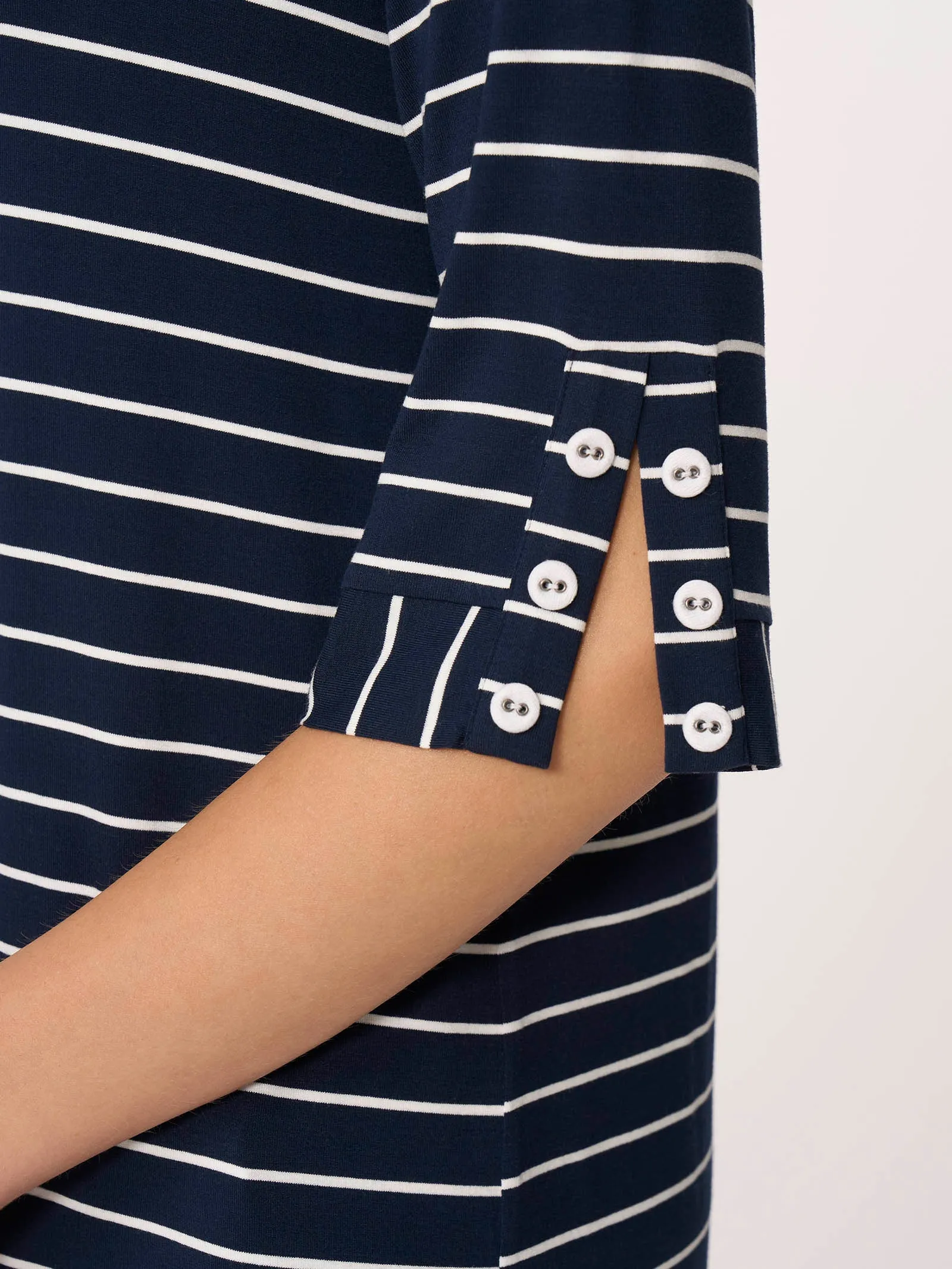 Maglietta a righe con manica 3/4 in Viscosa Summer  - Fant.White