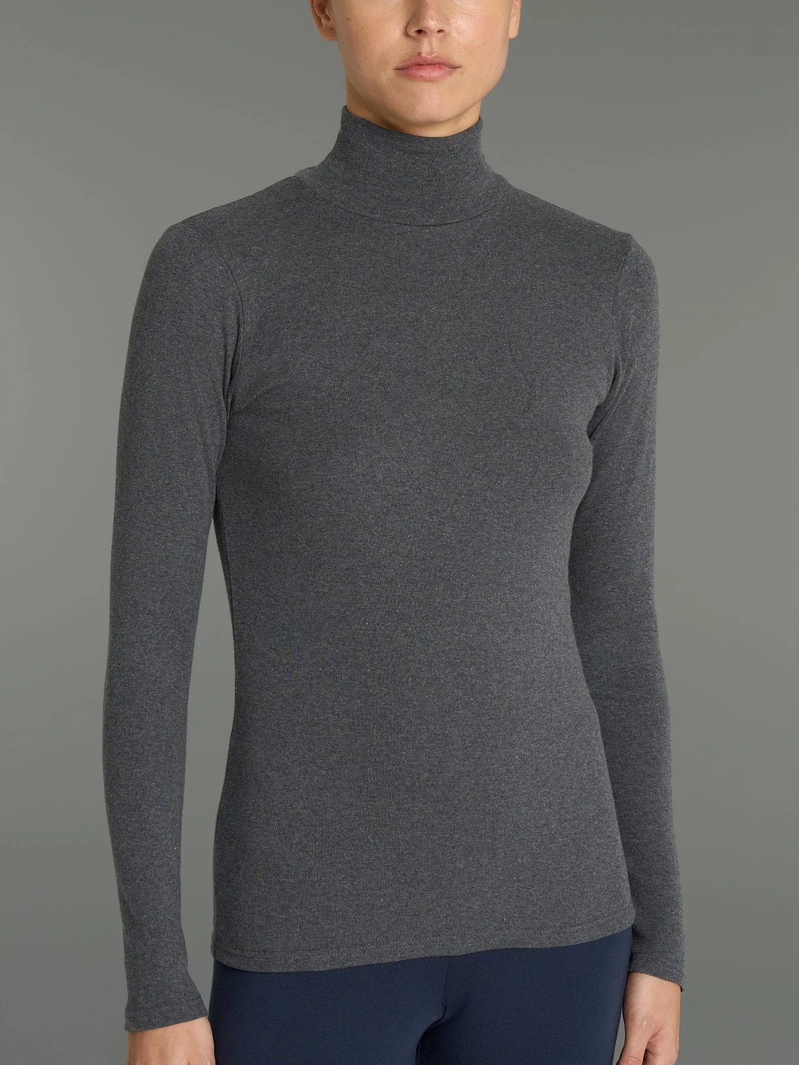 Maglietta collo alto in Eco Cotton - Nero