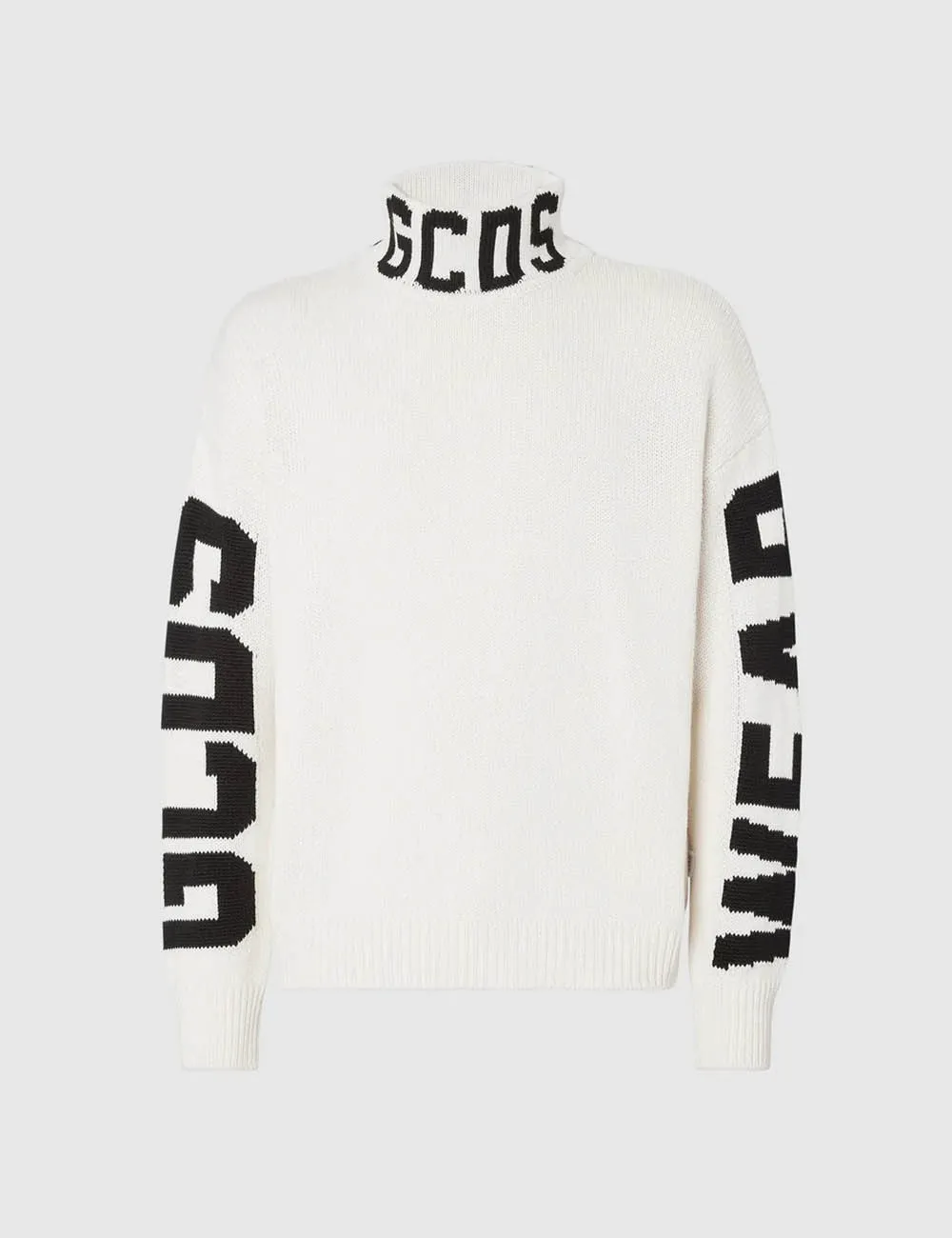 Maglione a collo alto con Banda Logo Bianco