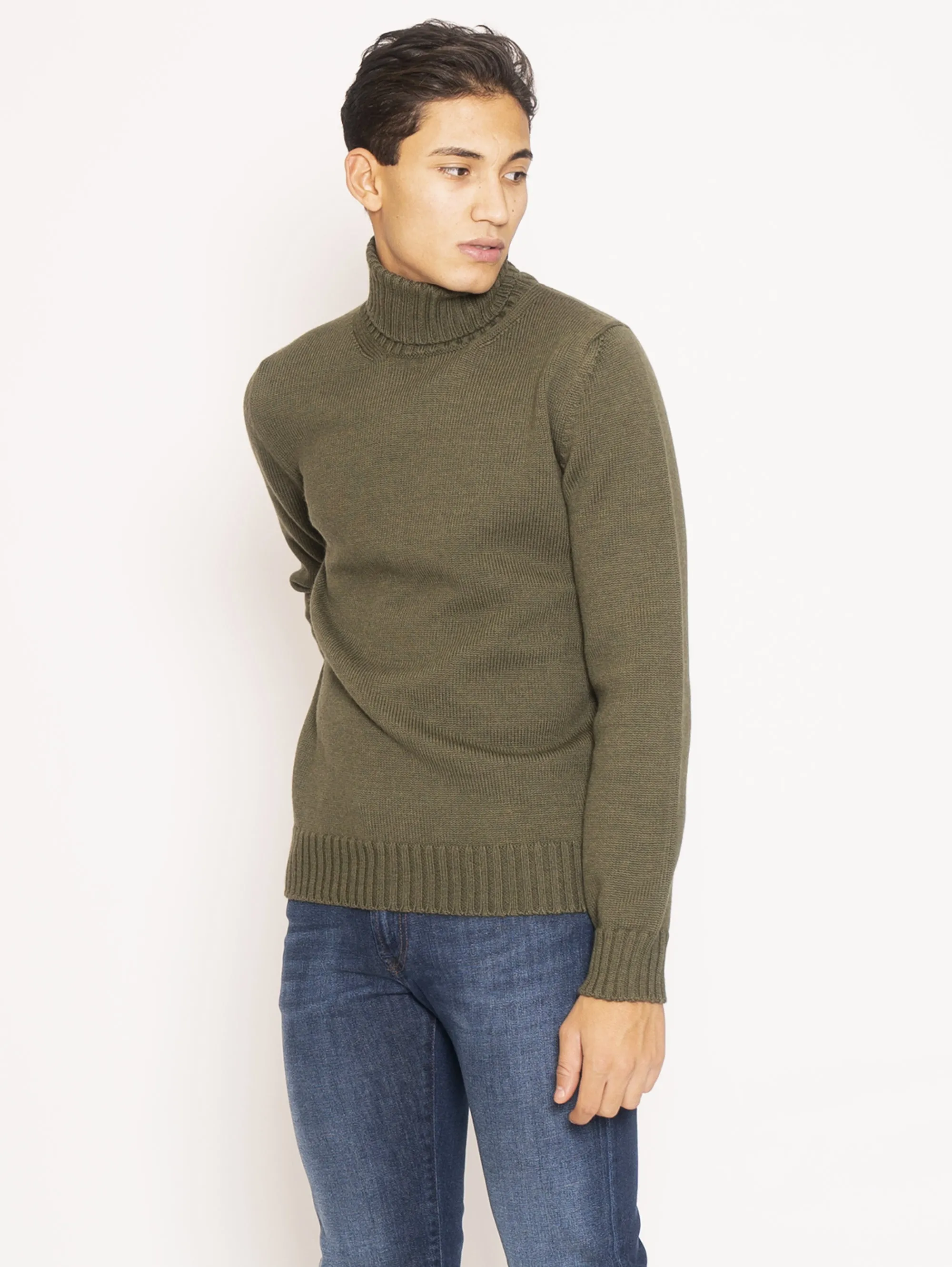 Maglione Collo Alto in Lana - Muschio
