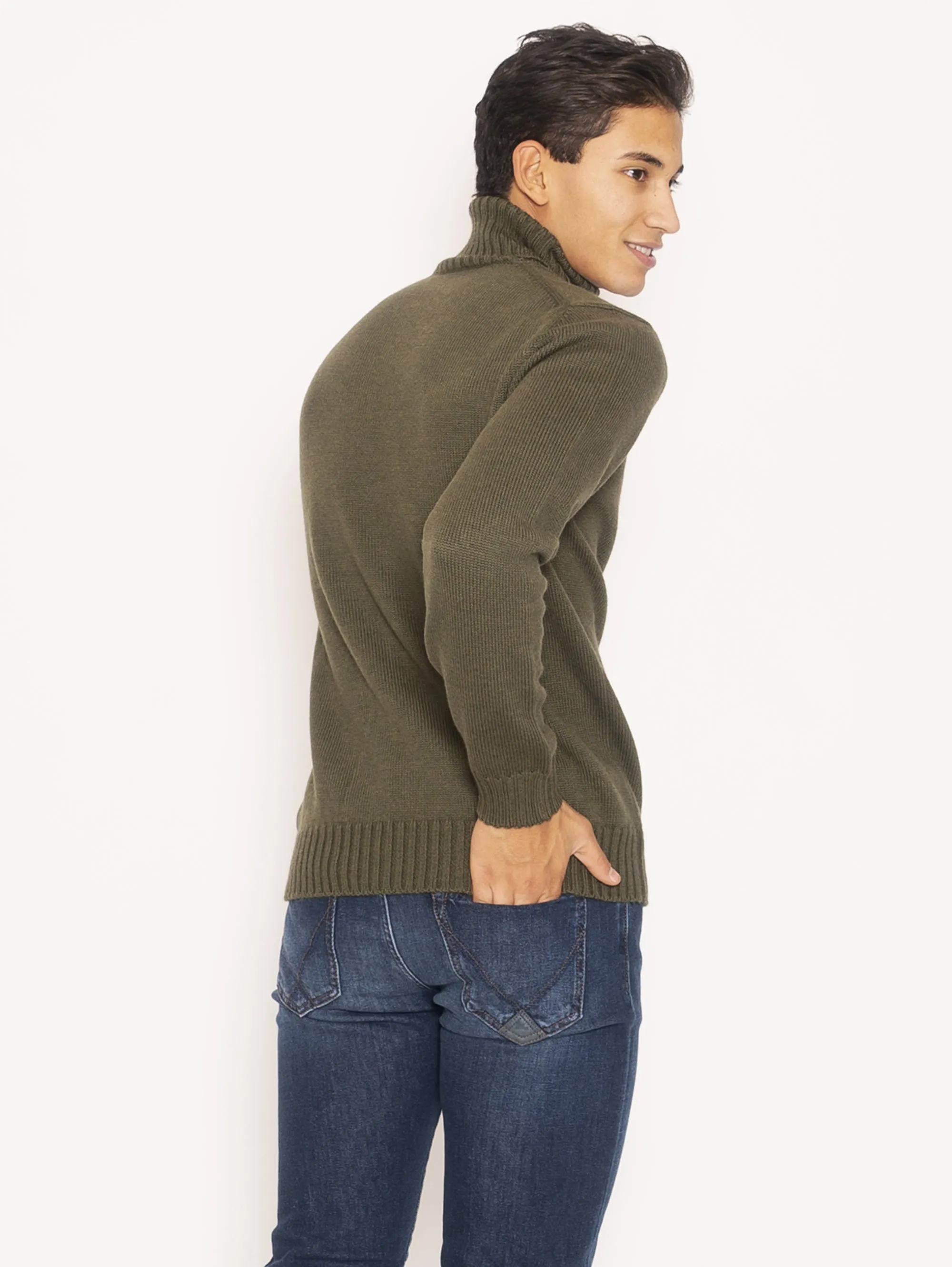 Maglione Collo Alto in Lana - Muschio