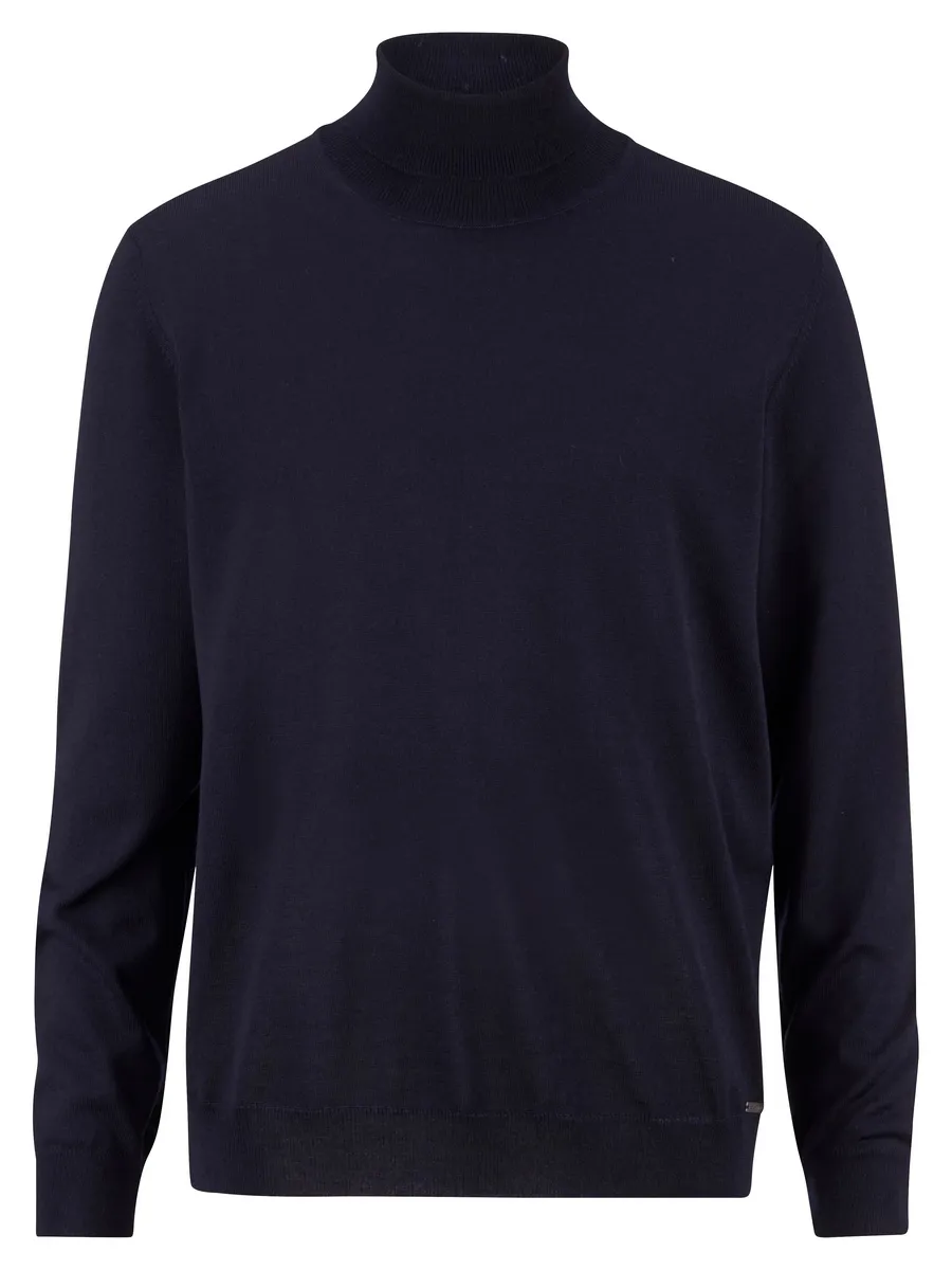 Maglione dolcevita blu olymp in lana merino extra fine