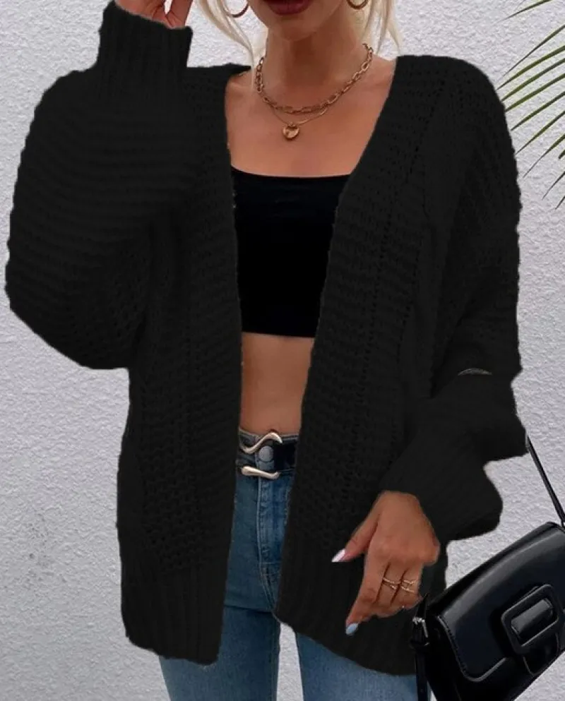 Maglione pullover da donna con maniche a pipistrello, maglia a collo alto, maglione casual caldo, cardigan oversize, bottoni da