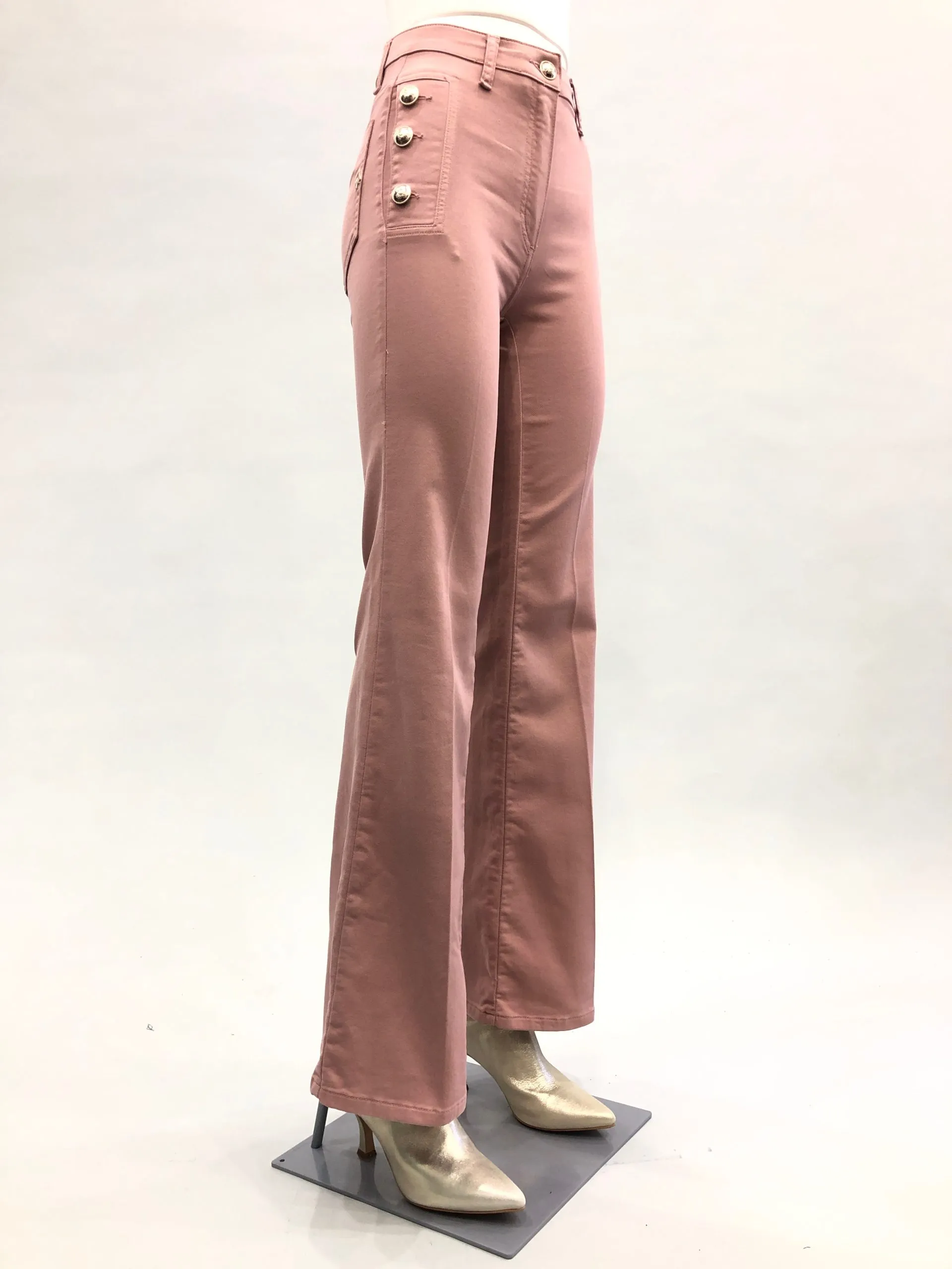 MARYLEY Pantalone a palazzo con bottoni gioiello r.