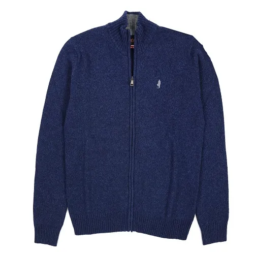 MCS maglione uomo full zip colore blue moulinè