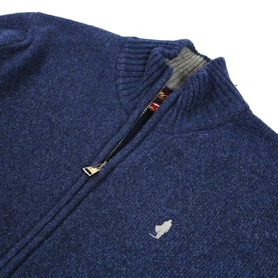 MCS maglione uomo full zip colore blue moulinè