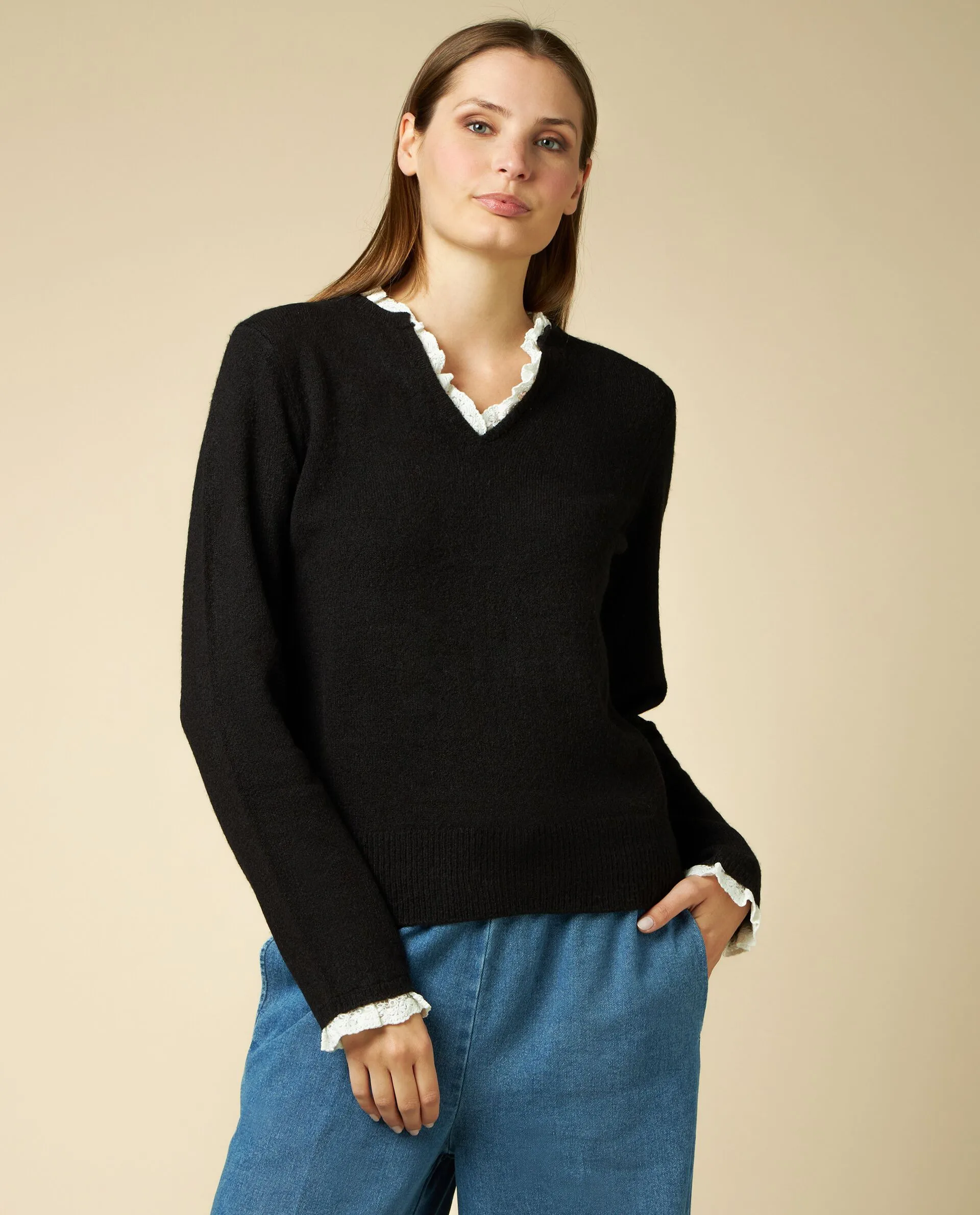 NICE & CHIC  Pullover con inserti in pizzo donna
