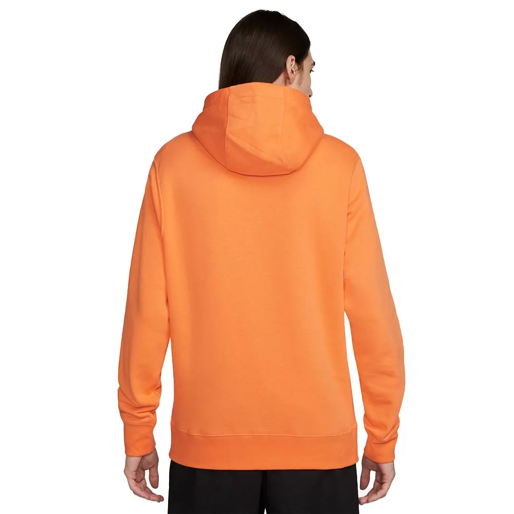 Nike Felpa Con Cappuccio Logo Piccolo Arancione Uomo