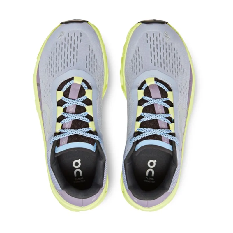 On Cloudmonster Grigio Azzurro Lime - Scarpe Running Donna