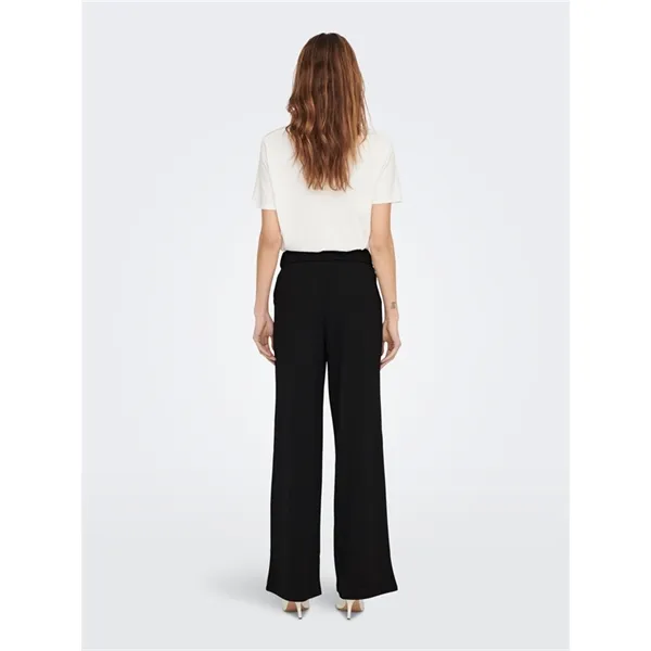 ONLY - Eleganti pantaloni neri a vita alta con bottoni laterali