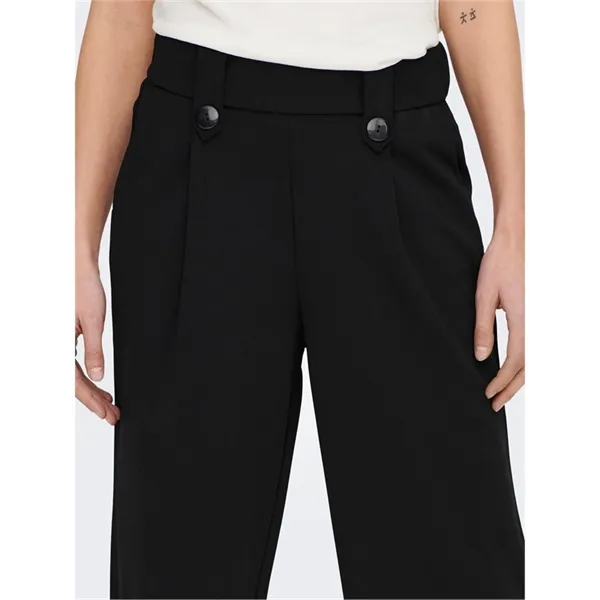 ONLY - Eleganti pantaloni neri a vita alta con bottoni laterali
